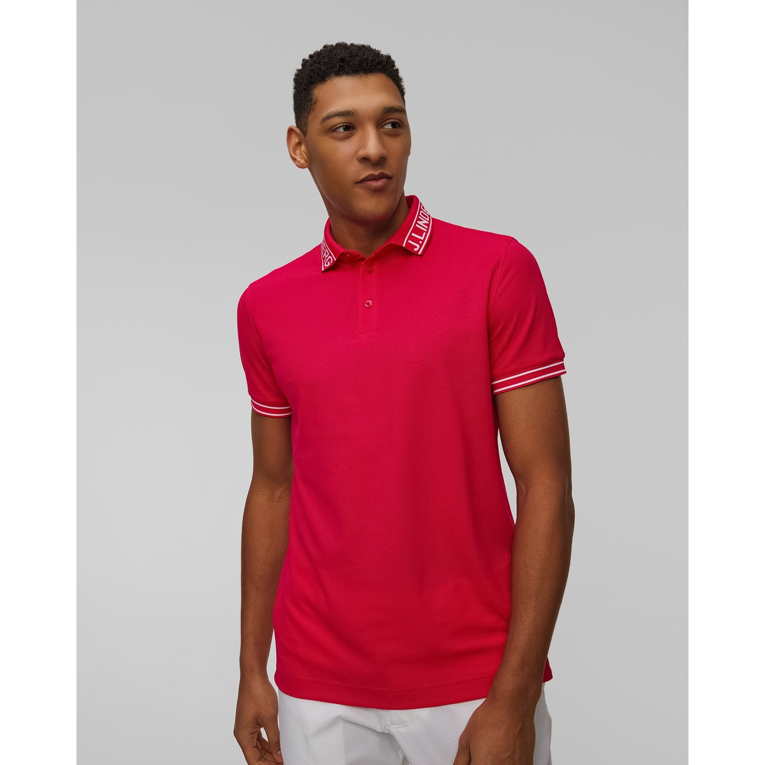 Polo Techniczne Męskie J.lindeberg Austin Polo Czerwone