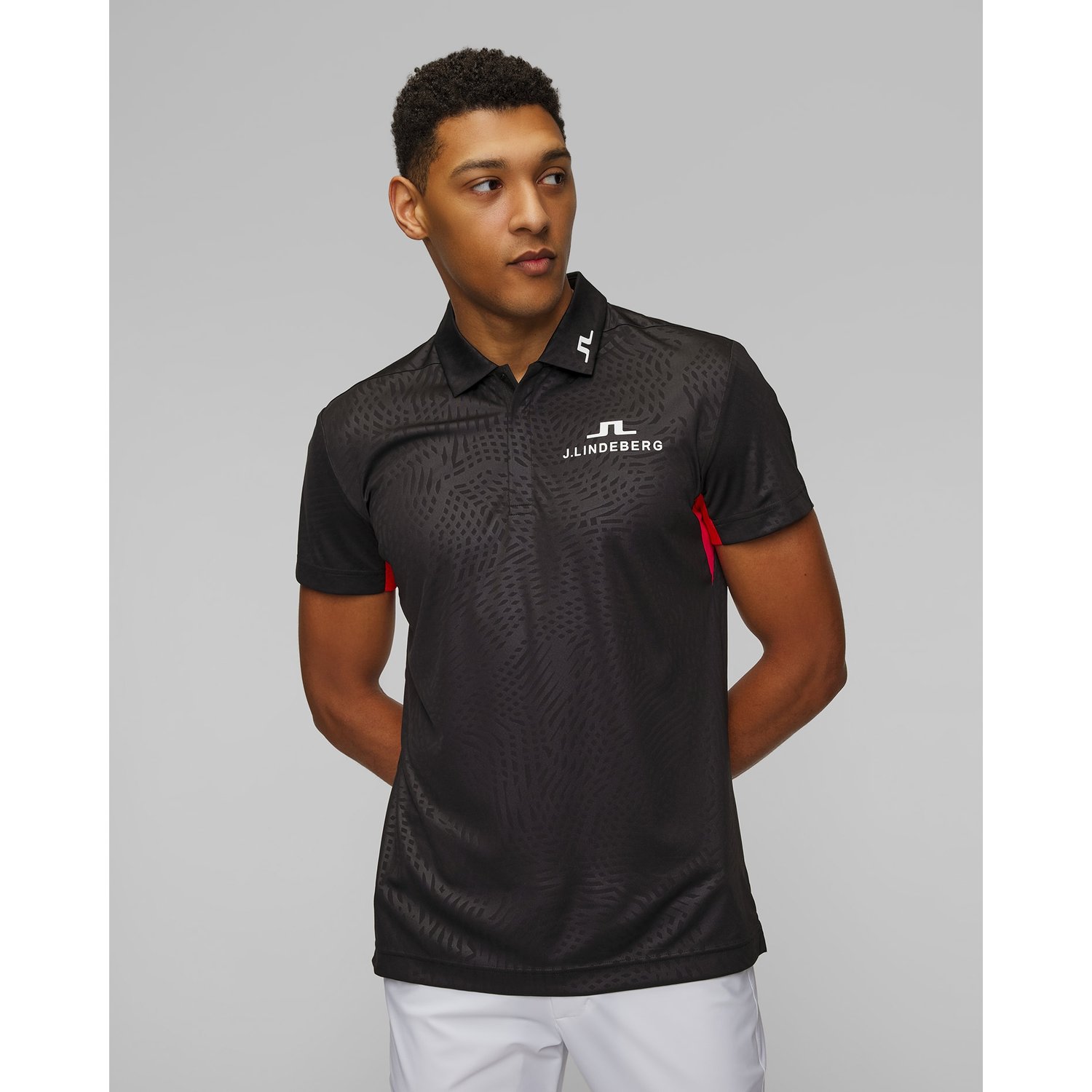 Polo Techniczne Męskie J.lindeberg Dario Tour Golf Polo Czarne