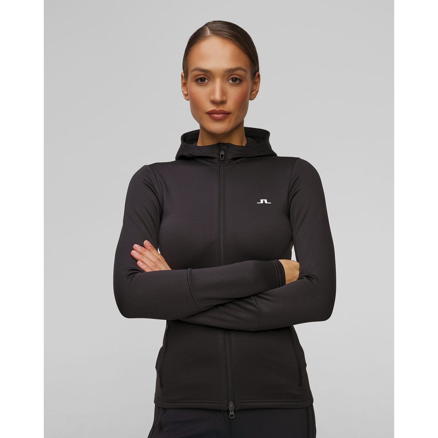 Czarna Bluza Damska J.lindeberg W Aerial Zip Hood
