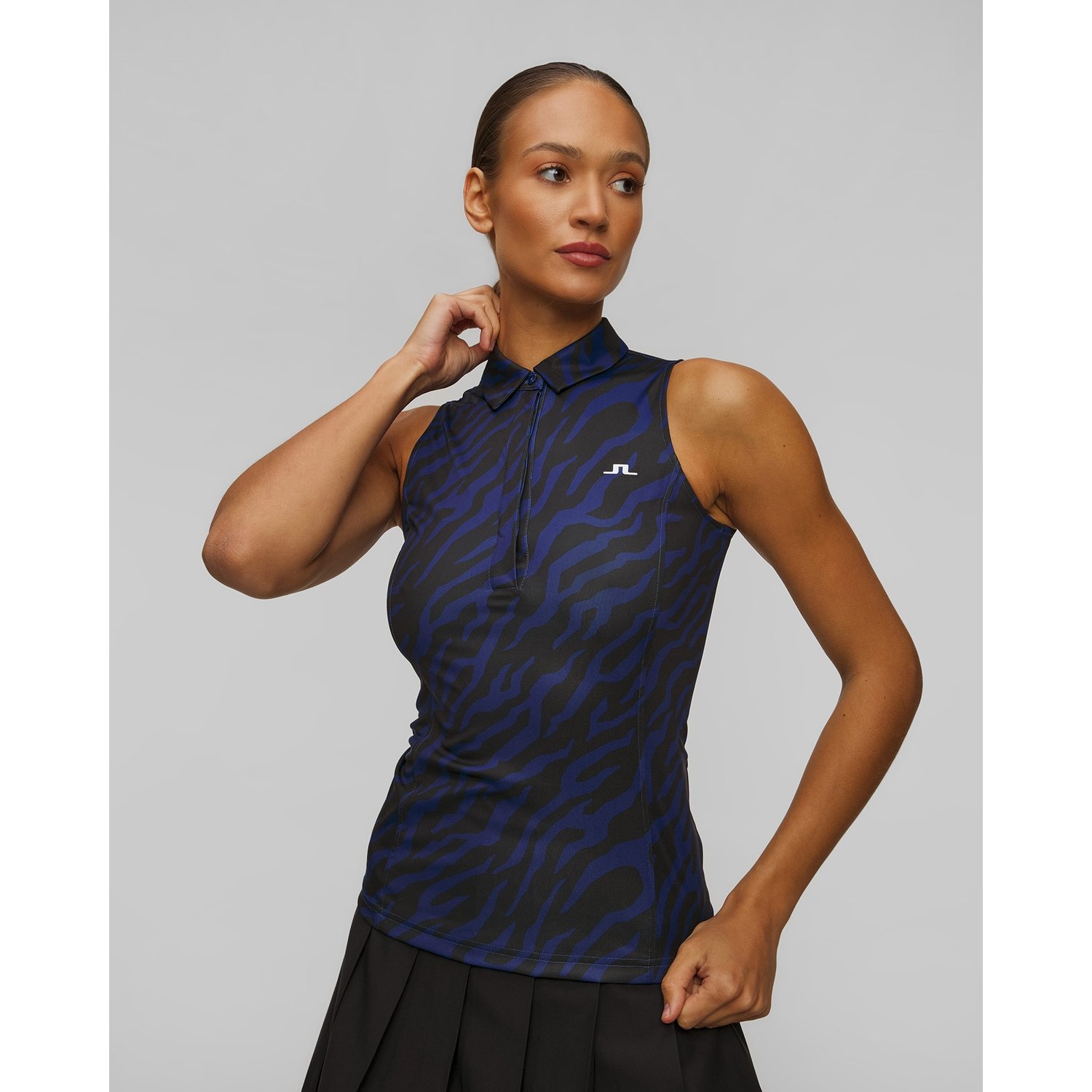 Polo Techniczne Bez Rękawów Damskie J.lindeberg Dena Print Sleeveless Top Granatowo-czarne