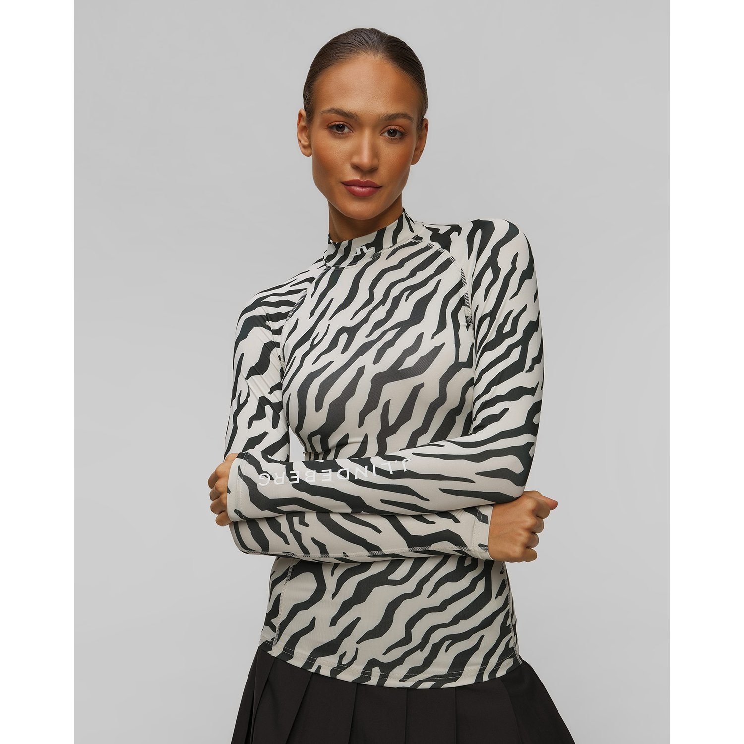 Longsleeve Techniczny Damski J.lindeberg Ella Print Compression Top Biało-czarny