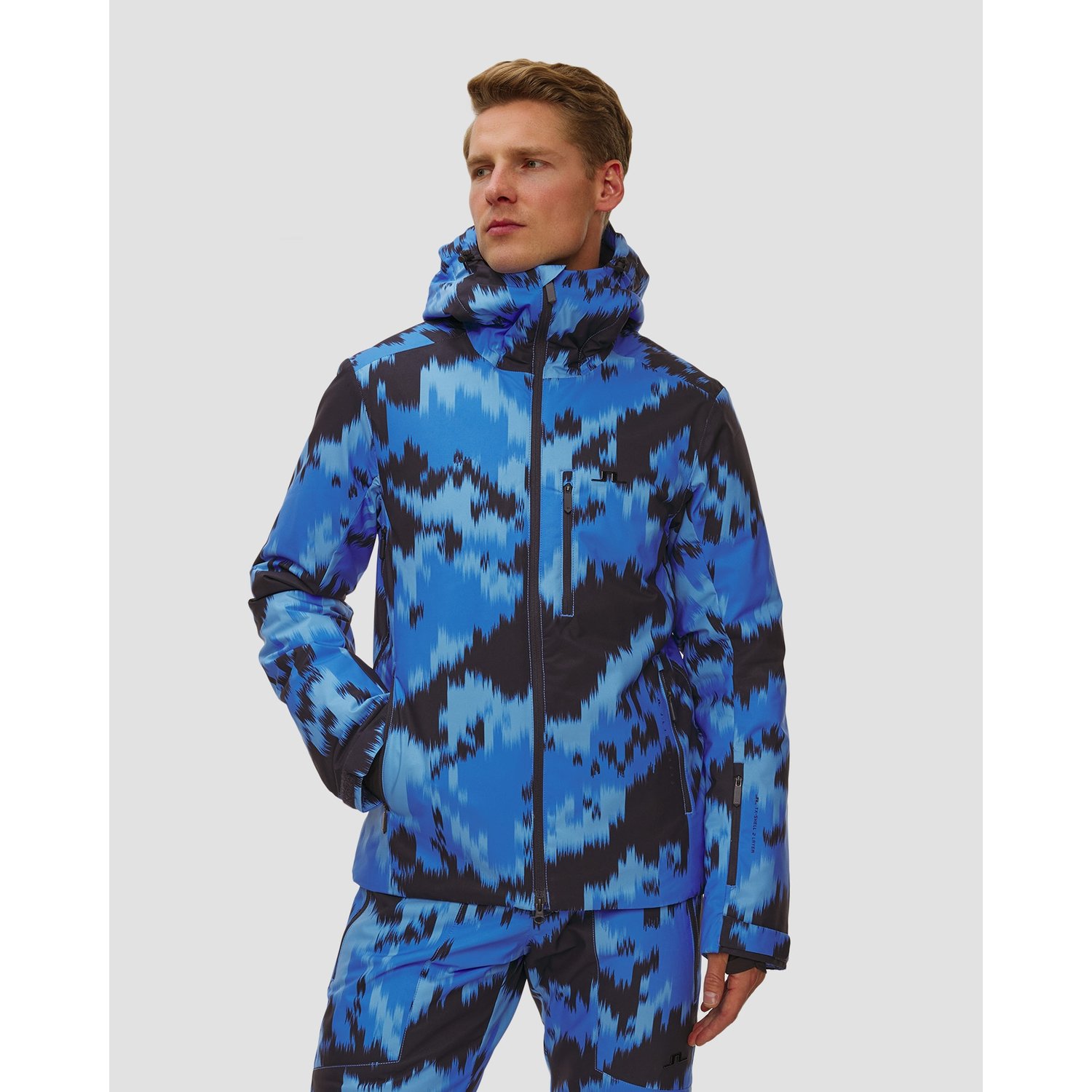 Kurtka Narciarska Męska J.lindeberg Ace Jacket Printed Niebiesko-czarna