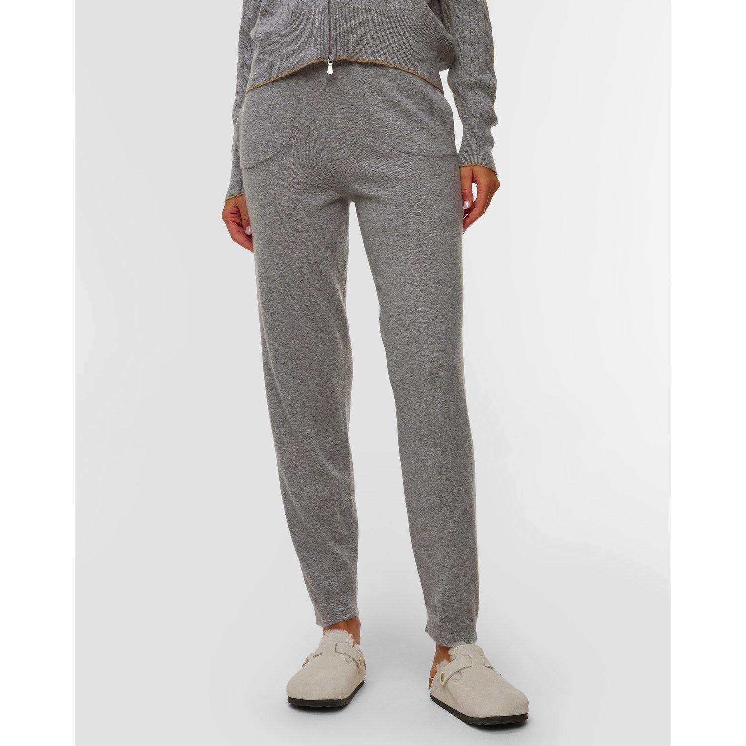 Szare Kaszmirowe Spodnie Damskie Gran Sasso