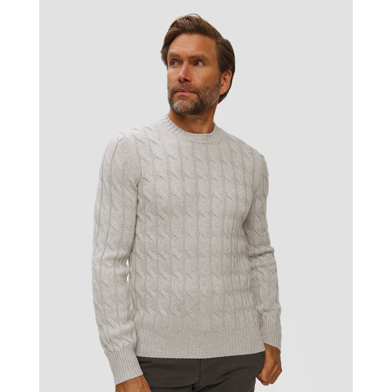 Sweter Kaszmirowy Męski Gran Sasso Cable Knit Cashmere Crew Neck