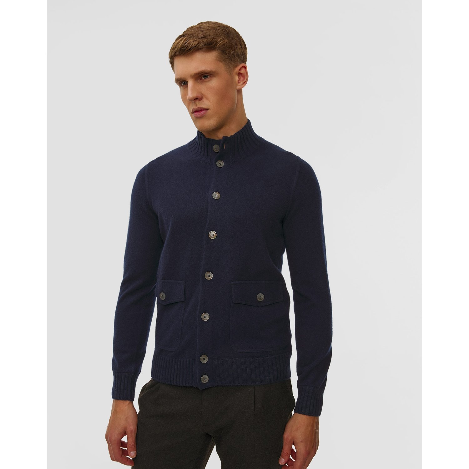 Granatowy Sweter Kaszmirowy Męski Gran Sasso