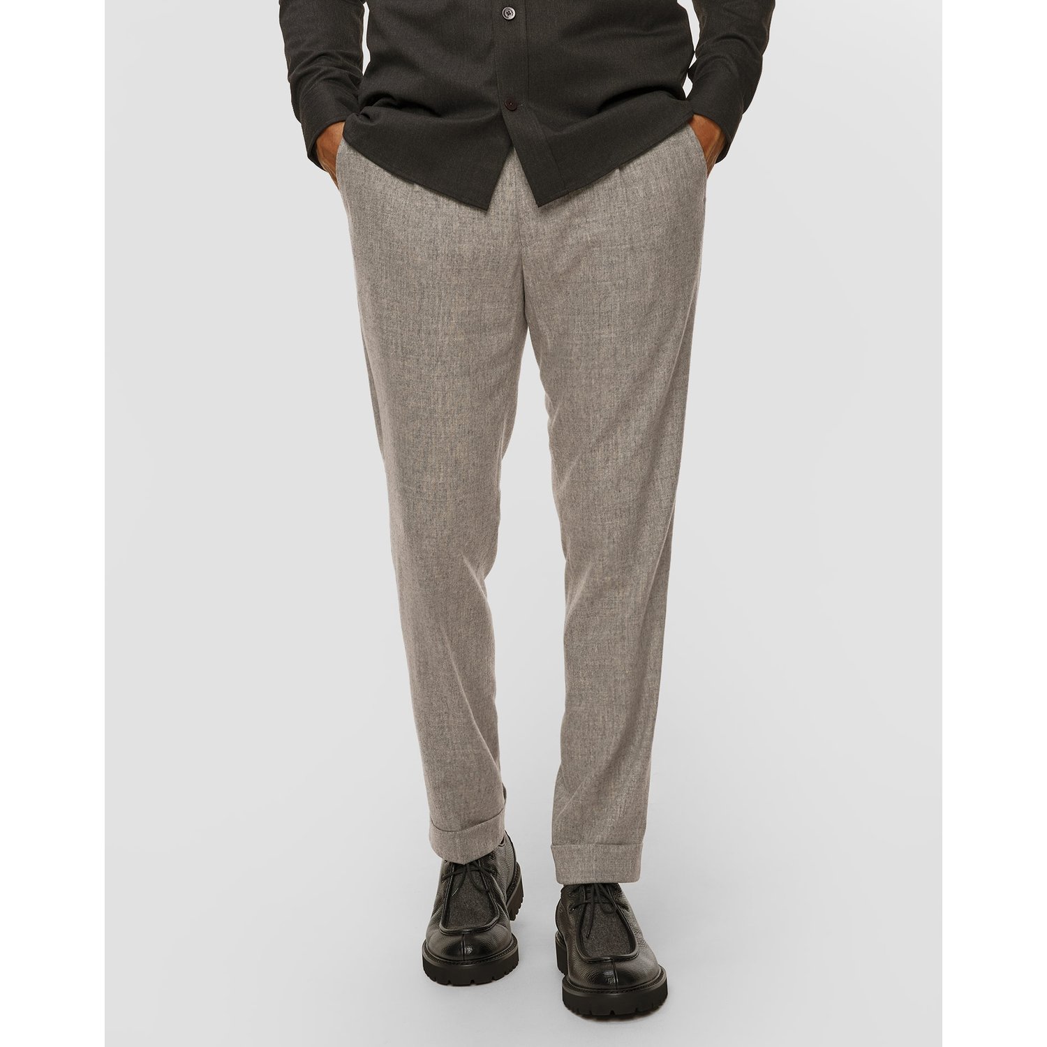 Szare Spodnie Wełniane Męskie Gran Sasso