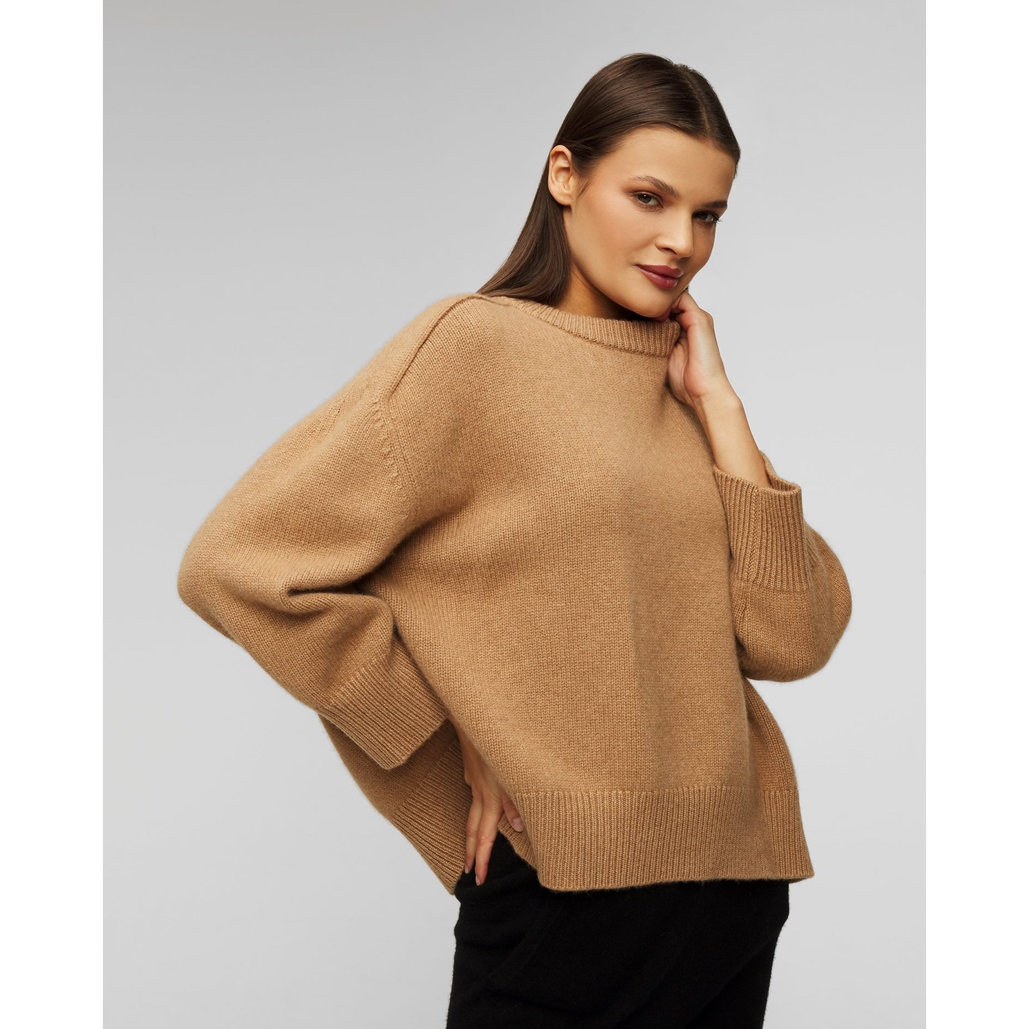Brązowy Sweter Kaszmirowy Damski Kujten Diane