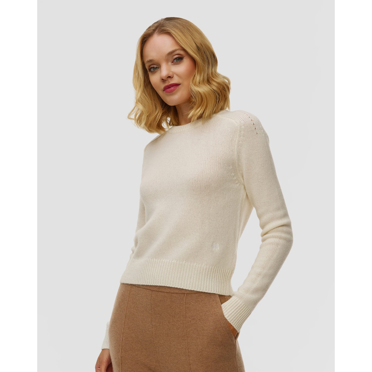 Biały Sweter Z Kaszmiru Damski Kujten Caroline