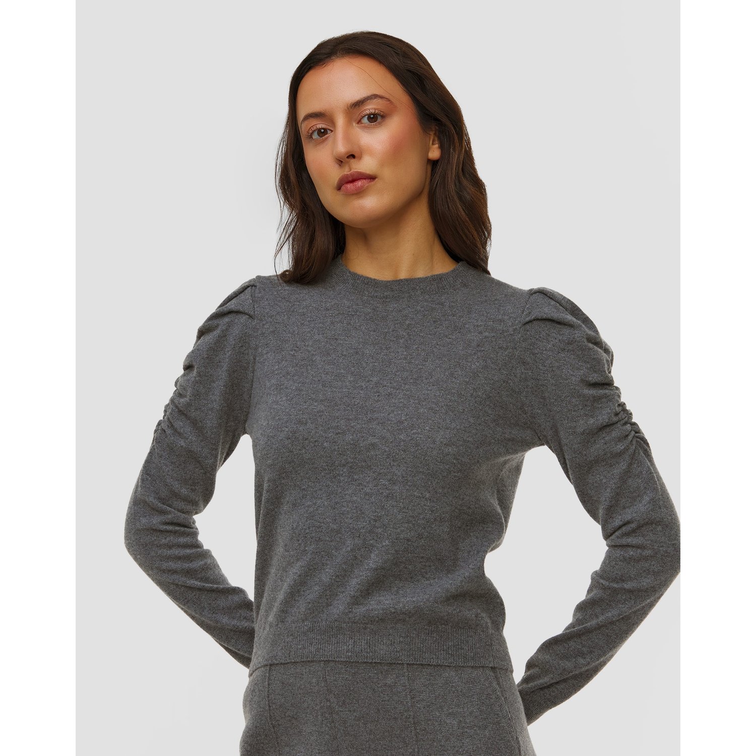 Szary sweter kaszmirowy damski Kujten Naoto Round Neck