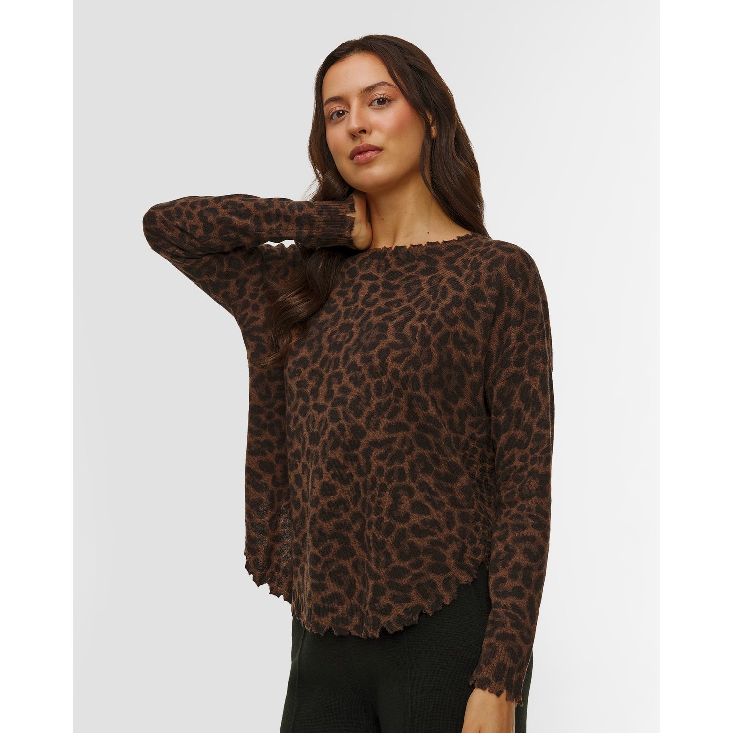 Sweter Z Kaszmiru Damski Kujten Melah Leopard
