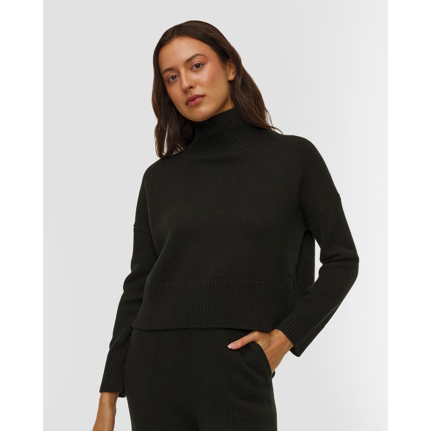 Czarny Sweter Z Kaszmiru Damski Kujten Ulla Crop