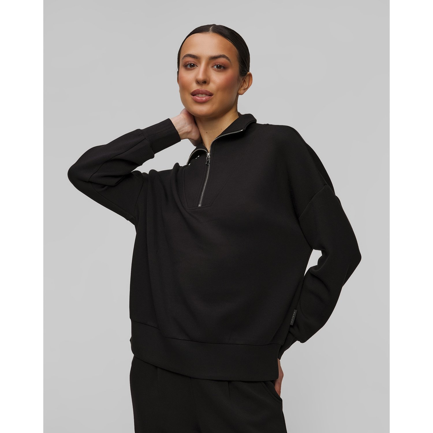 Czarna Bluza Damska Varley Hawley Half Zip Sweat