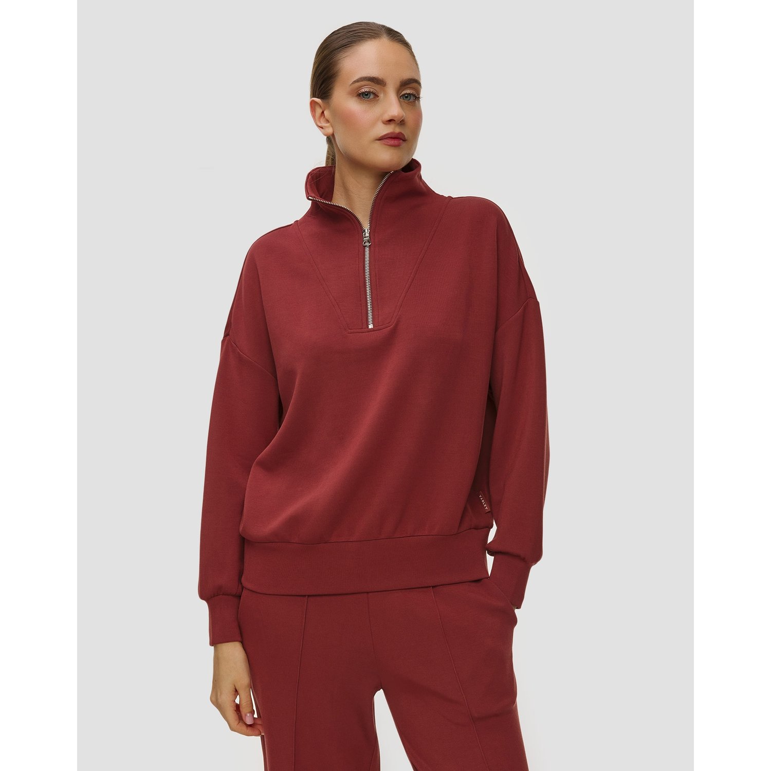 Bordowa Bluza Damska Varley Hawley Half Zip Sweat