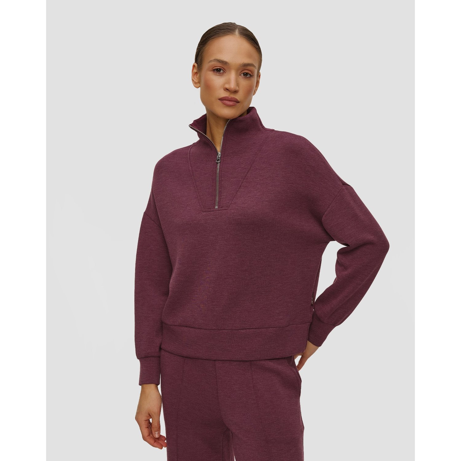 Burgundowa Bluza Damska Varley Hawley Half Zip Sweat