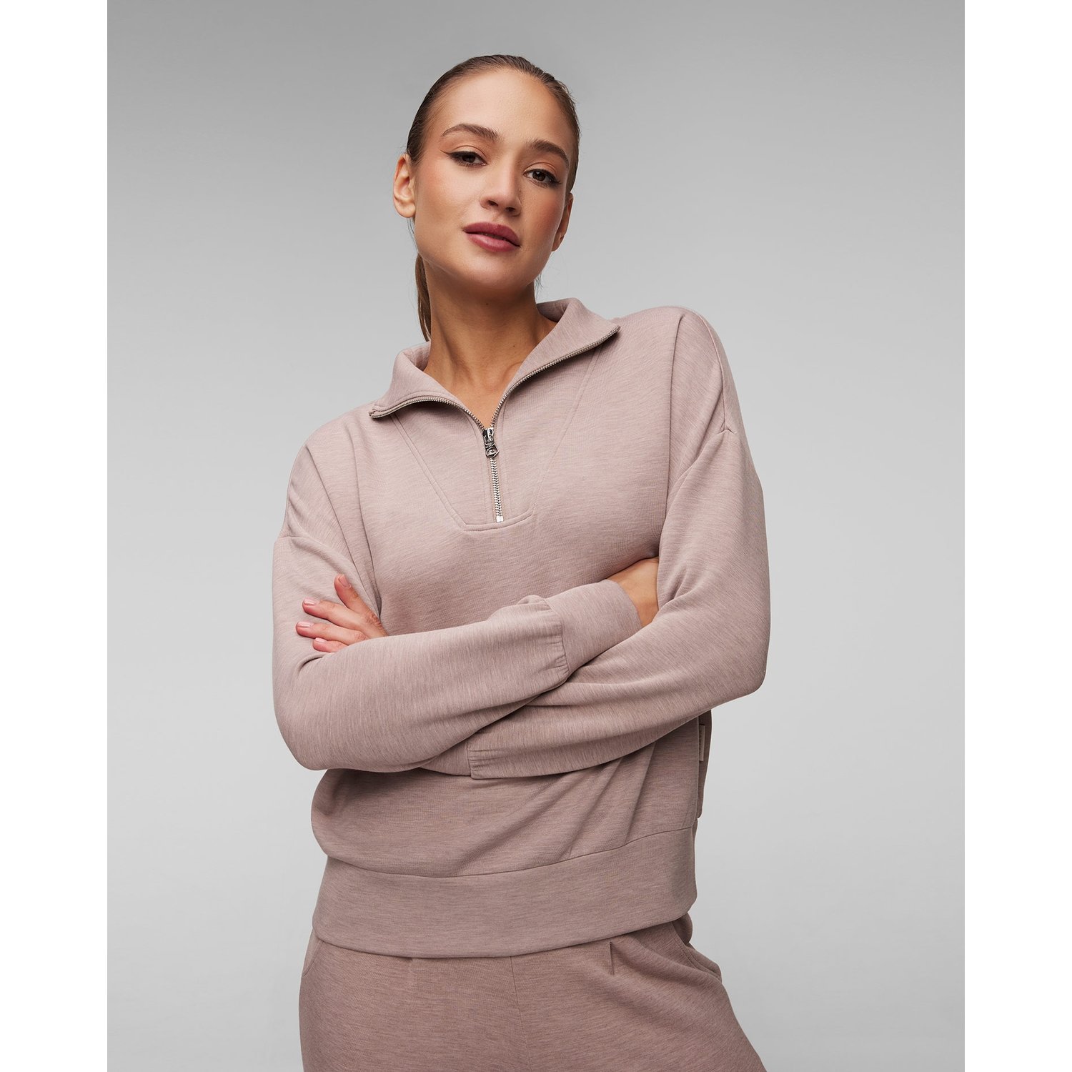 Brązowa Bluza Damska Varley Hawley Half Zip Sweat