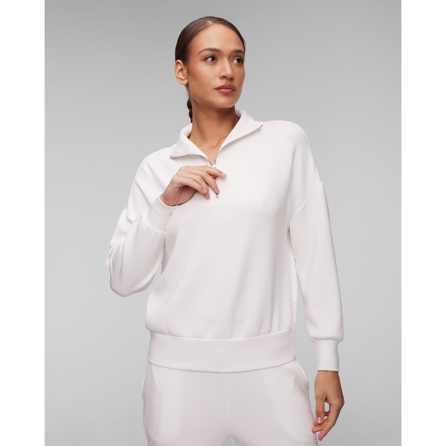 Biała Bluza Damska Varley Hawley Half Zip Sweat