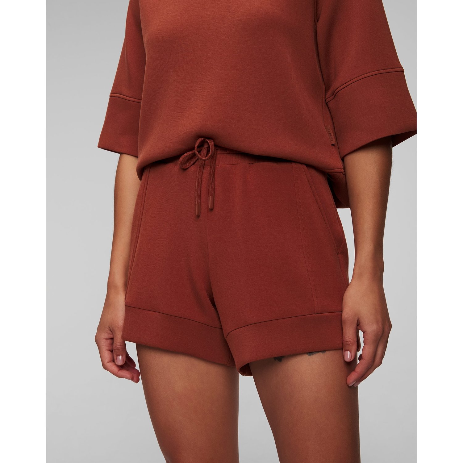 Brązowe Szorty Dresowe Damskie Varley Atrium High Rise Short 4.5