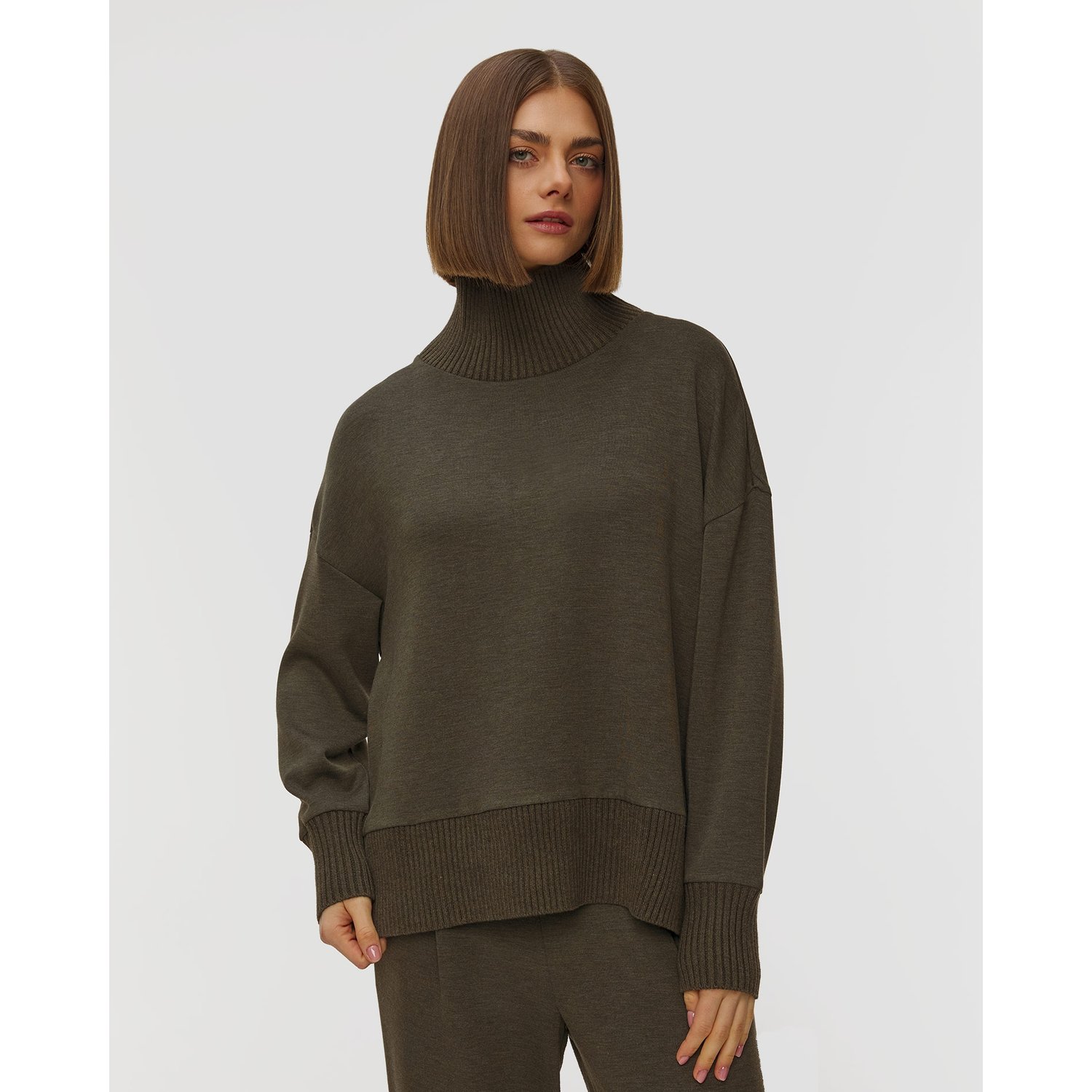 Ciemnozielona Bluza Z Golfem Damska Varley Barker High Neck Sweat