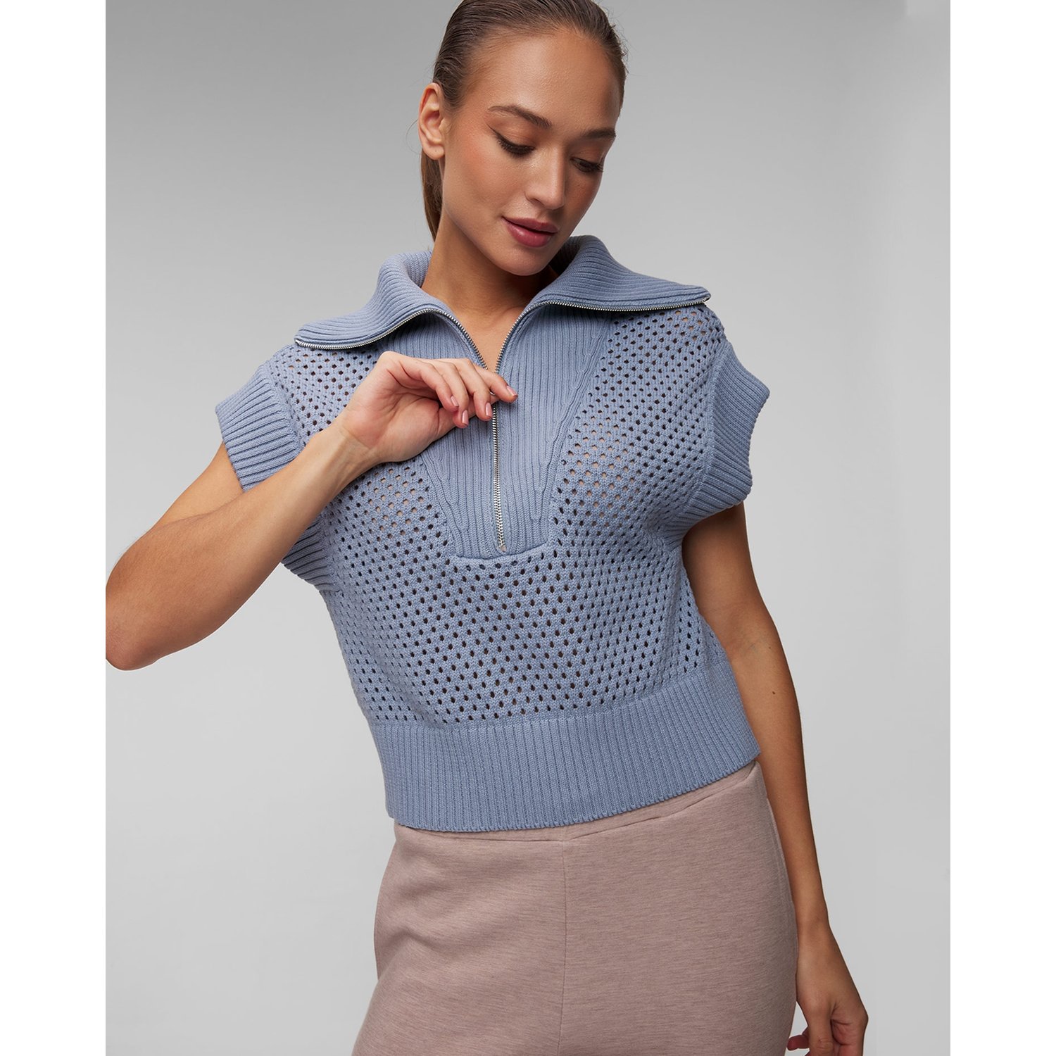 Niebieska Bluza Damska Varley Mila Half Zip Knit