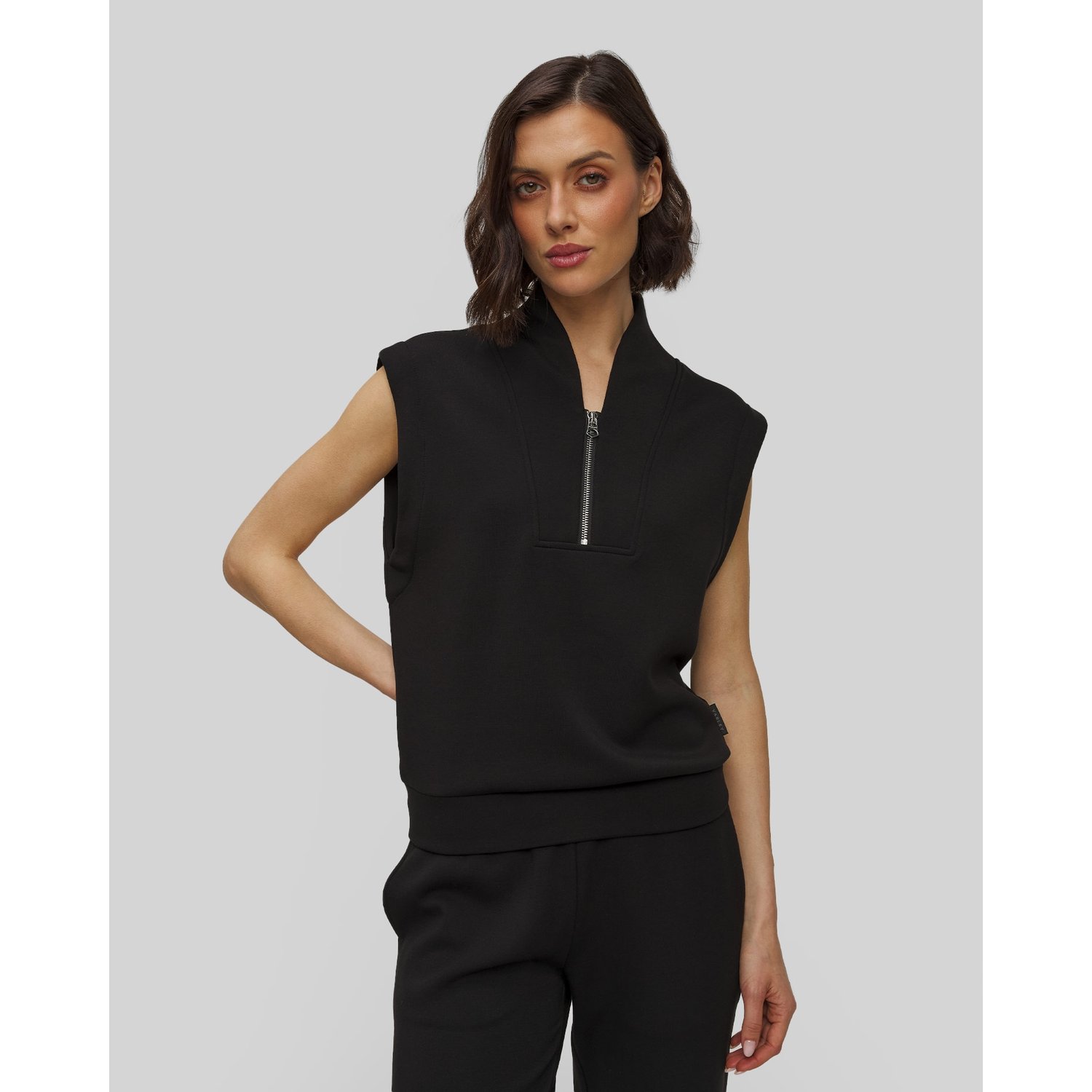 Czarna Bluza Z Wiskozy Damska Varley Loretta Half Zip
