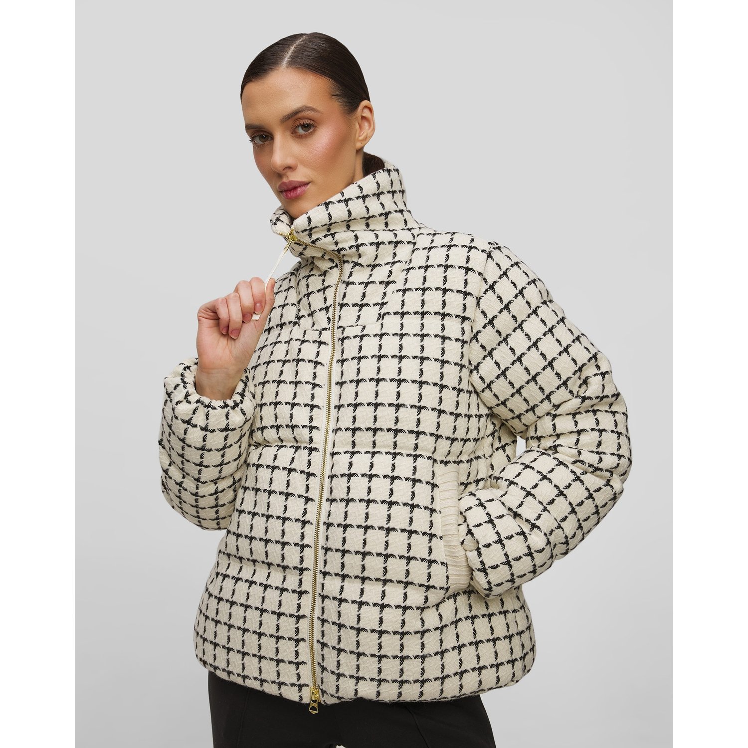 Wełniana Kurtka Damska Varley Eugene Check Short Puffer
