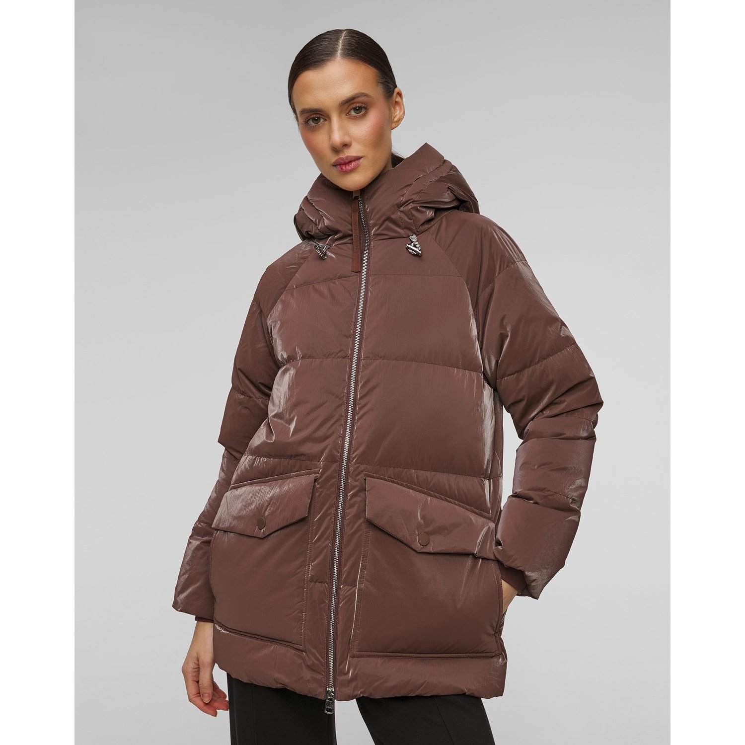 Brązowa Kurtka Puchowa Damska Varley Fullerton Down Jacket