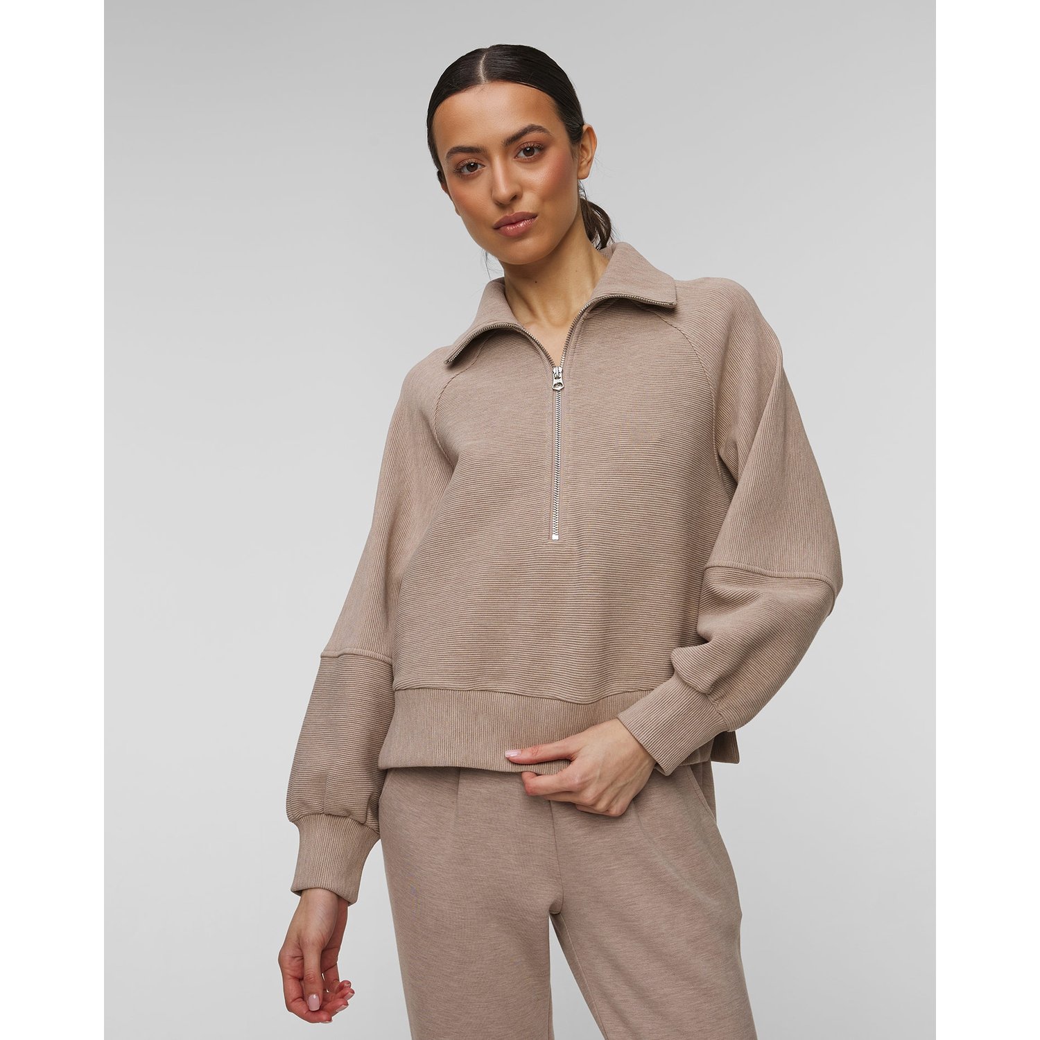 Brązowa Bluza Damska Varley Milano Half Zip Sweat