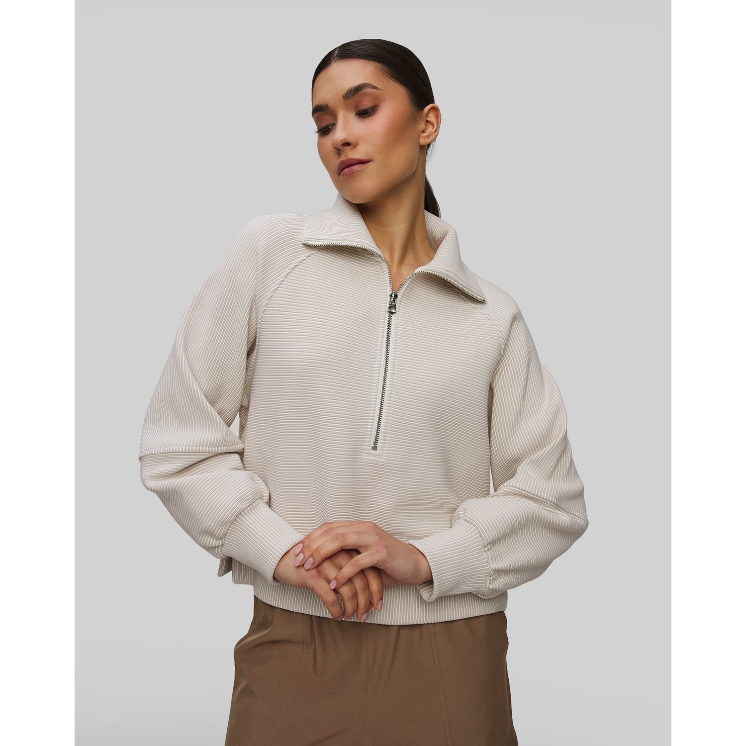 Beżowa Bluza Damska Varley Milano Half Zip Sweat 2.0