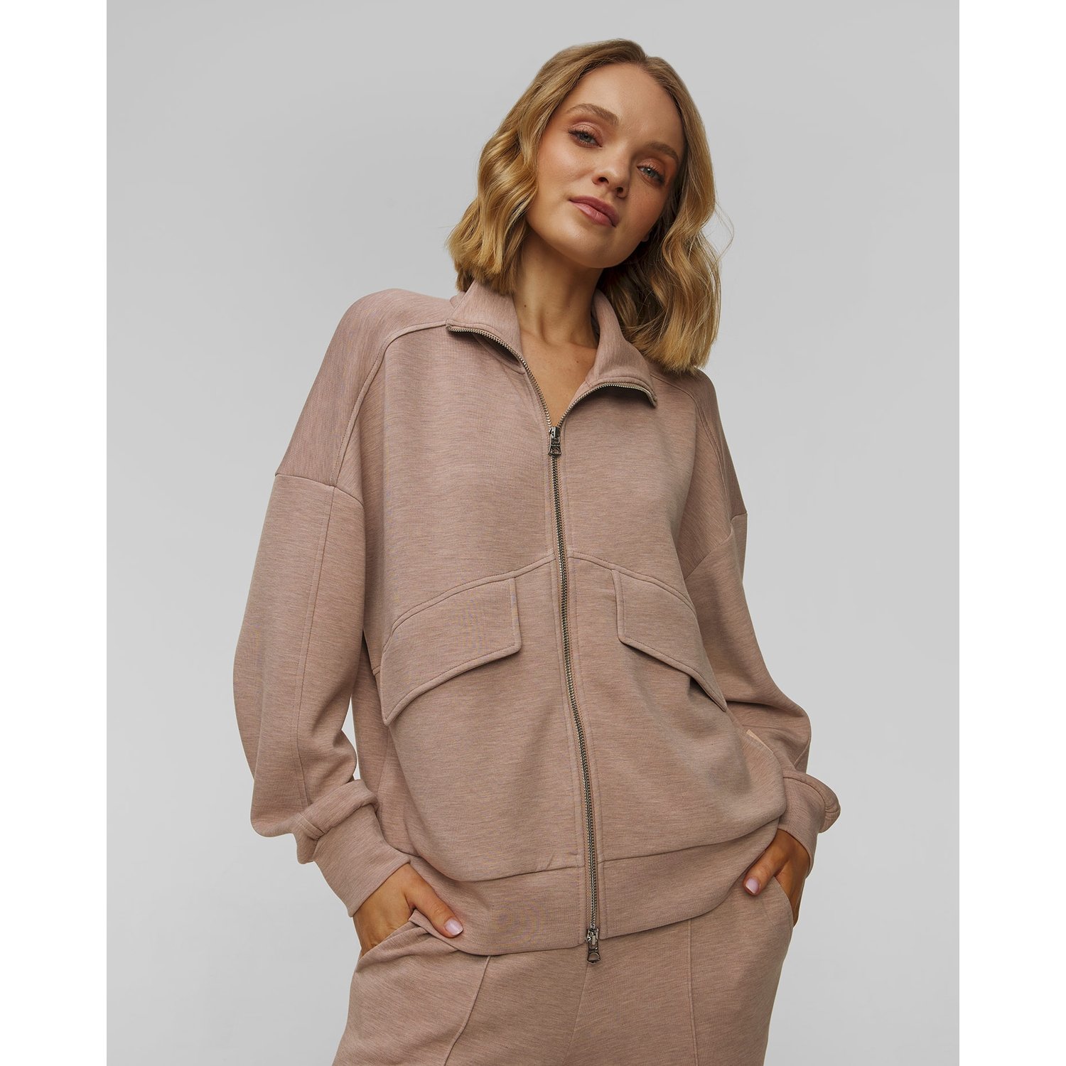 Brązowa Bluza Damska Varley Garcia Zip Through Sweat