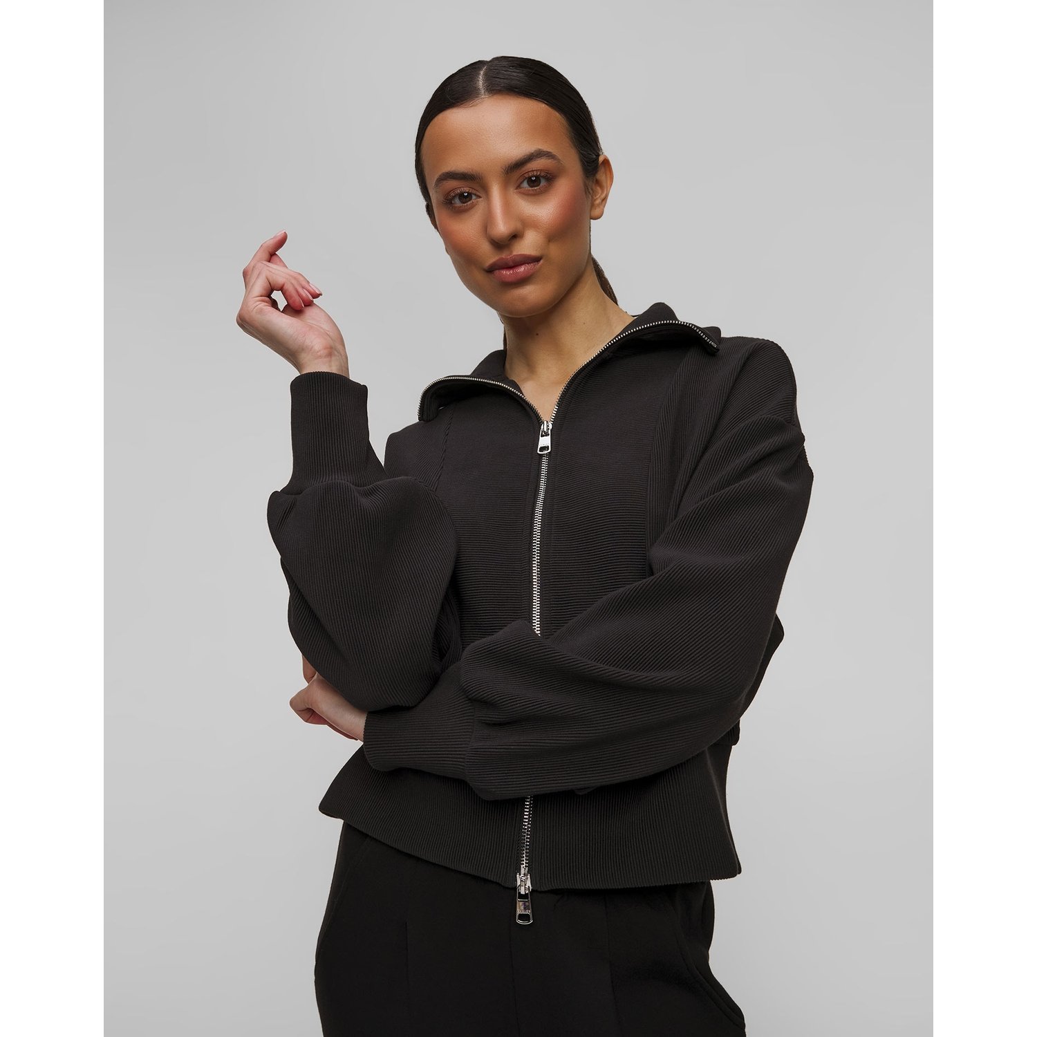 Czarna Bluza Damska Varley Gibbs Zip Through Sweat