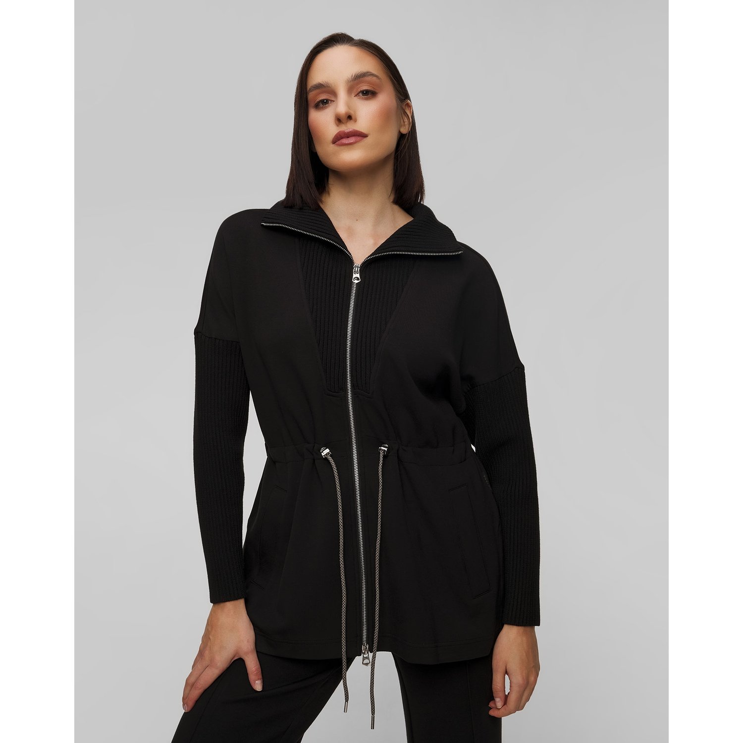 Czarna Bluza Damska Varley Palen Longline Zip Through
