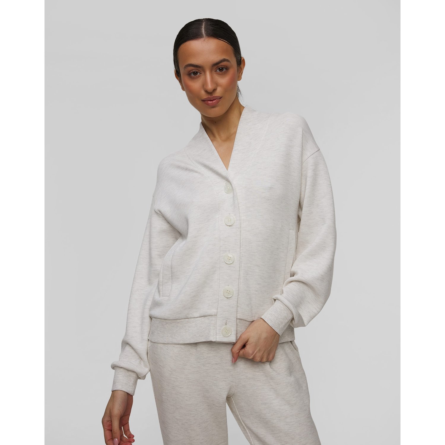 Szara Bluza Damska Varley Celeste Button Through Sweat