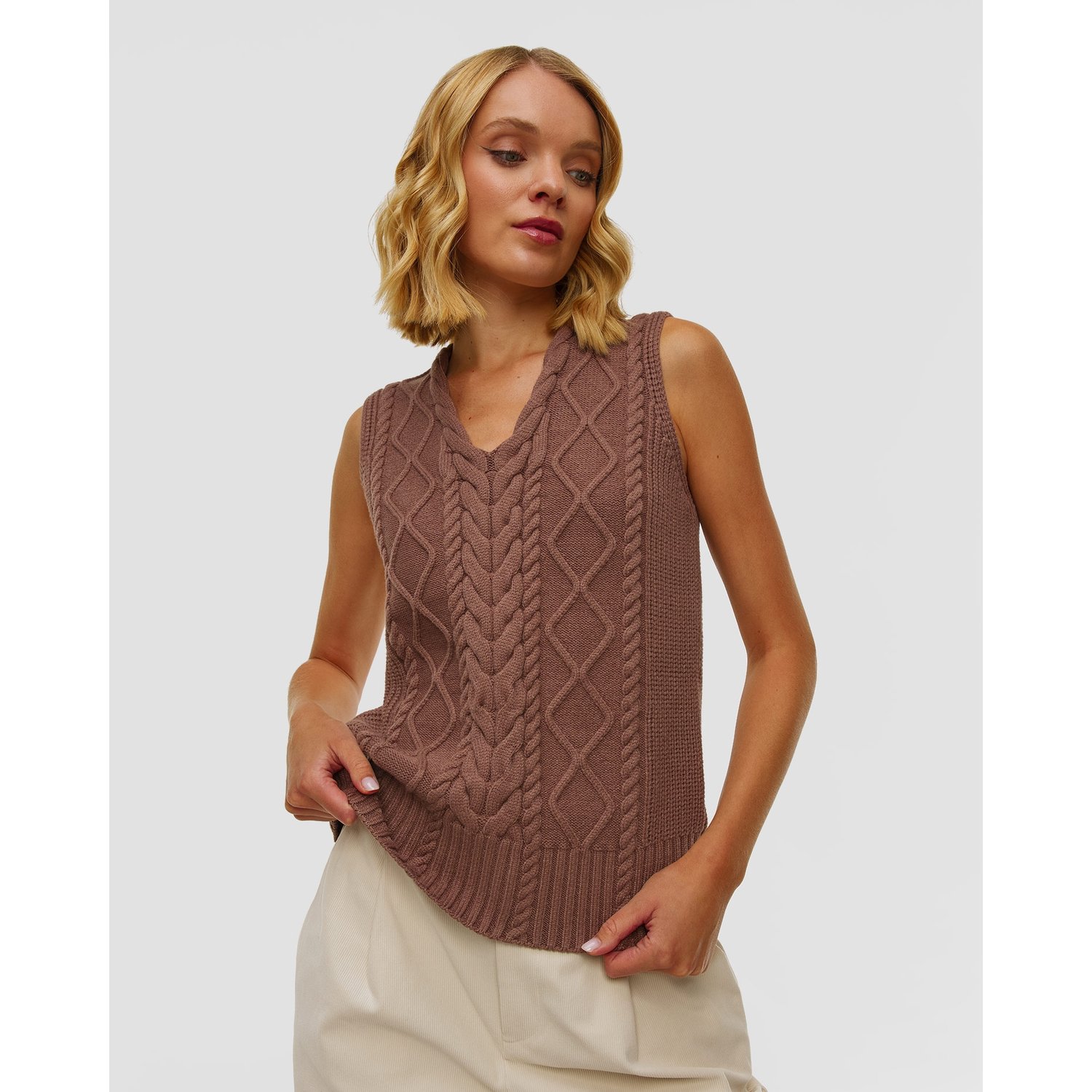 Kamizelka Dzianinowa Damska Varley Kay Cable Knit Vest