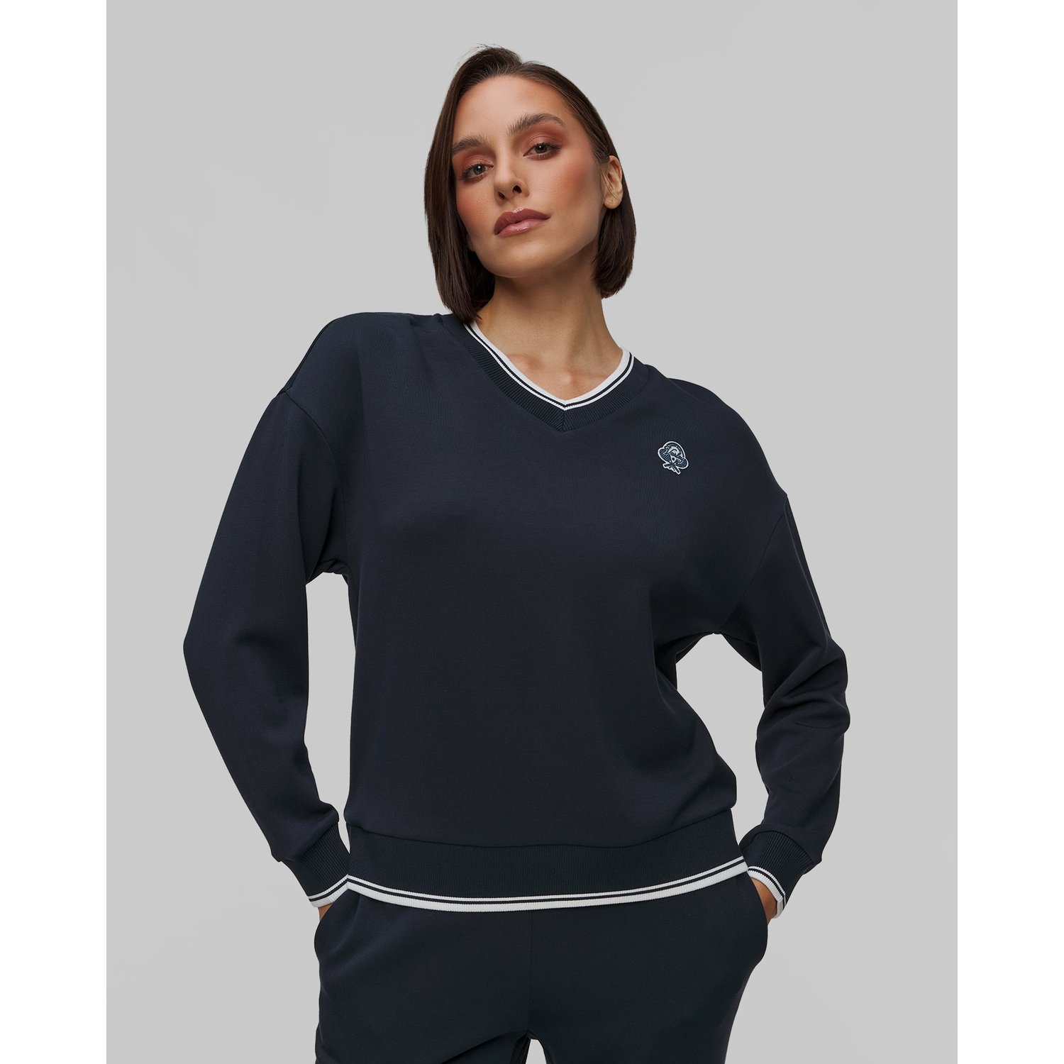 Granatowa bluza damska Varley Iona V Neck Sweat