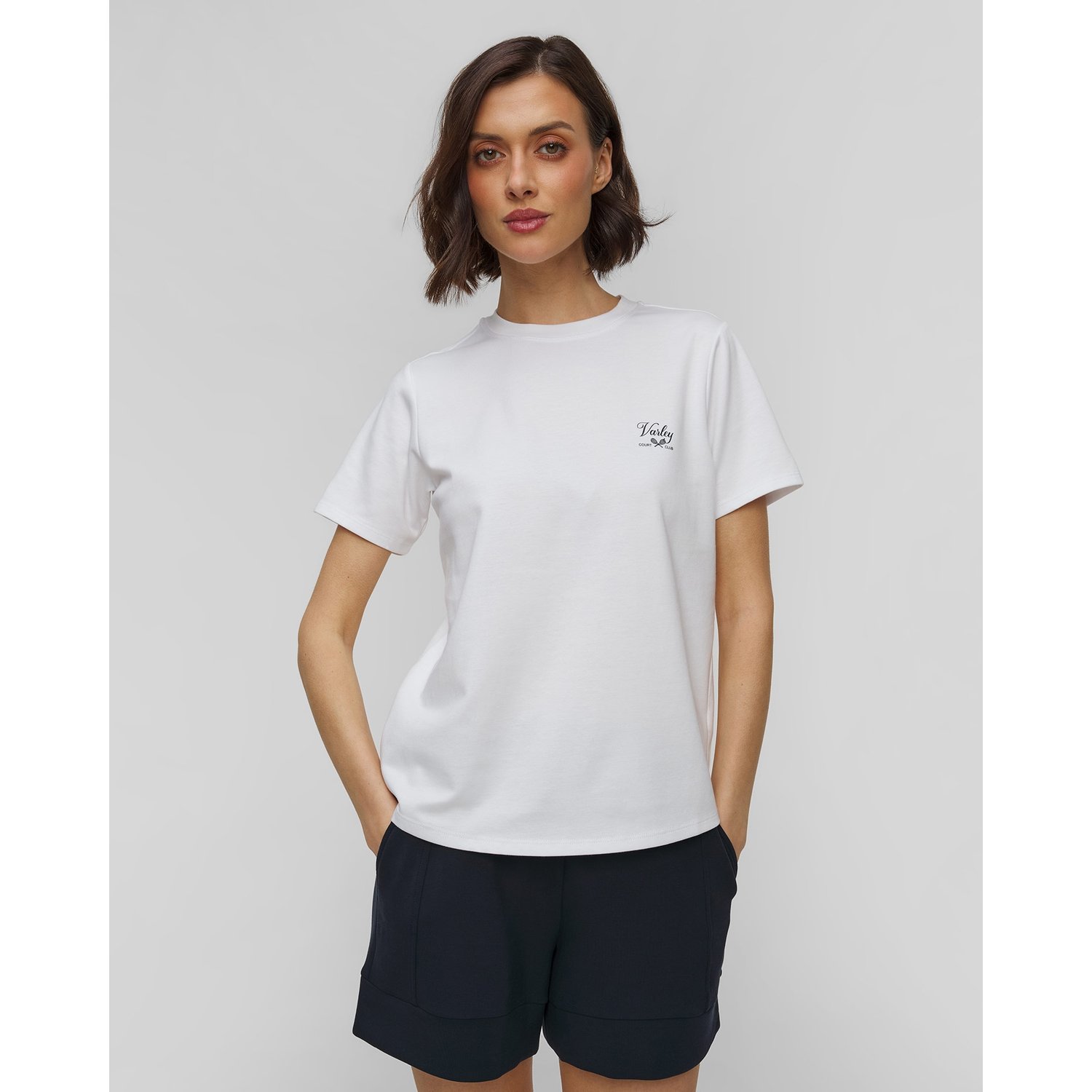 Biały T-shirt Damski Varley Mattie Branded Tee