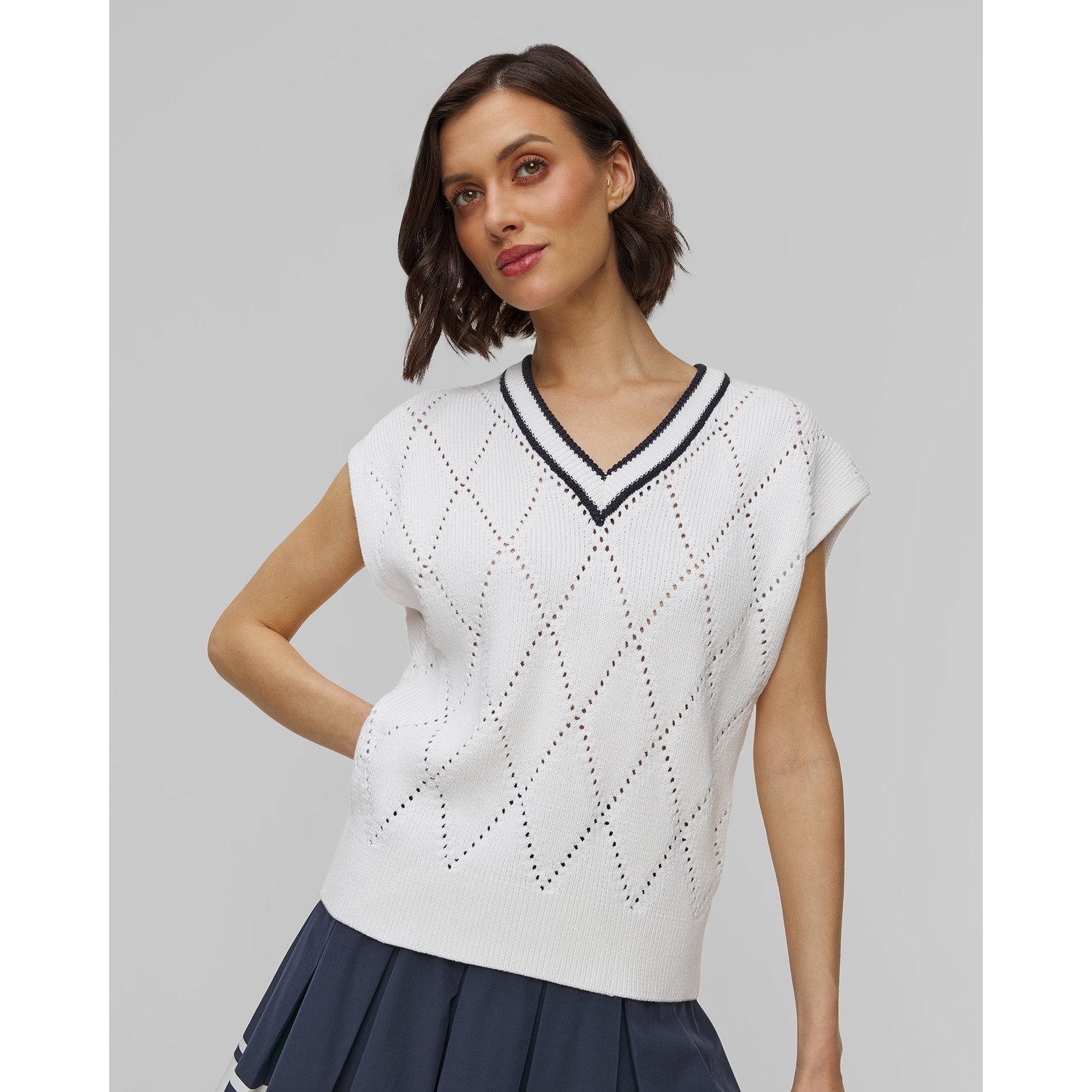 Sweter Bez Rękawów Damski Varley Beaton Diamond Knit