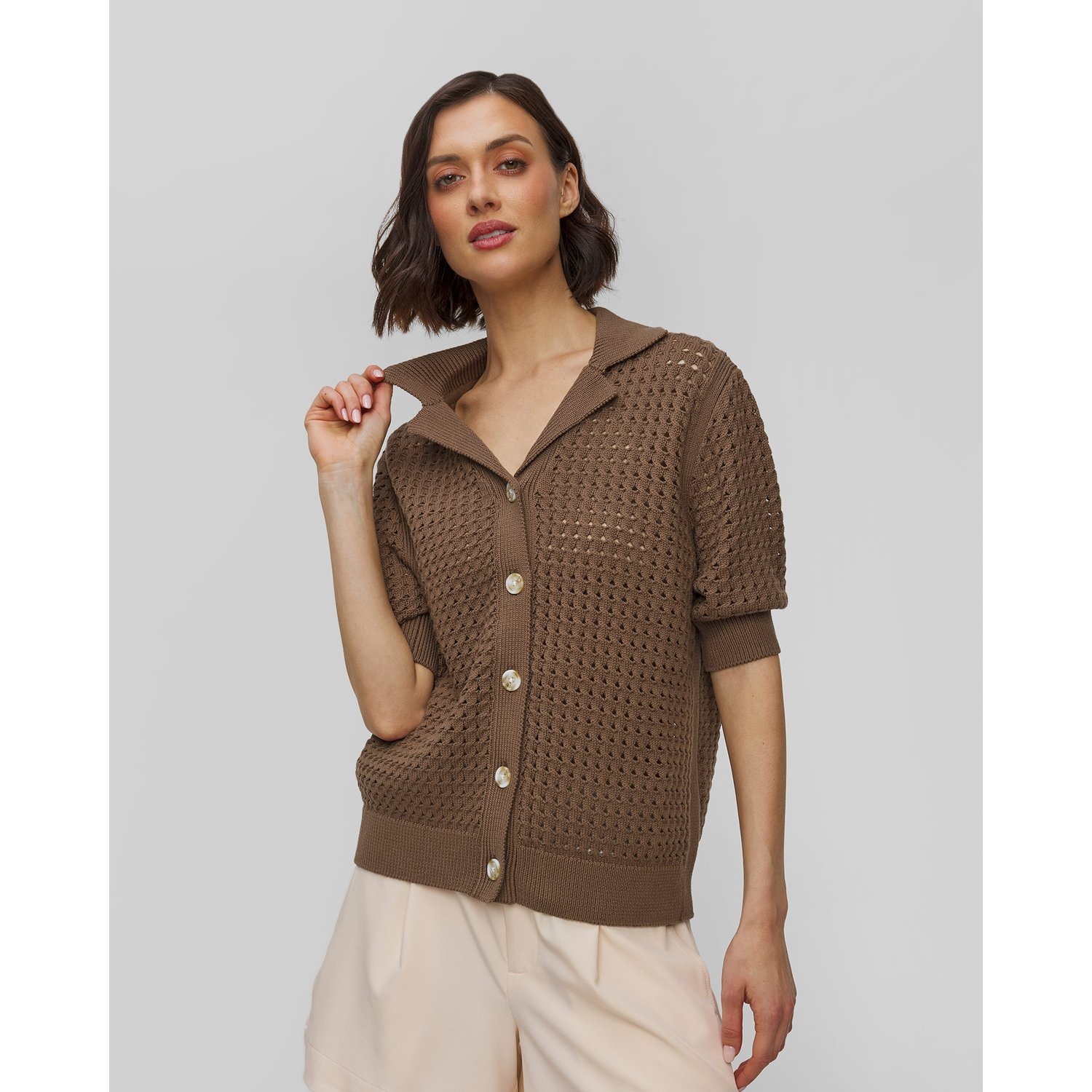 Czekoladowy Sweter Damski Varley Ellie Knit Shirt