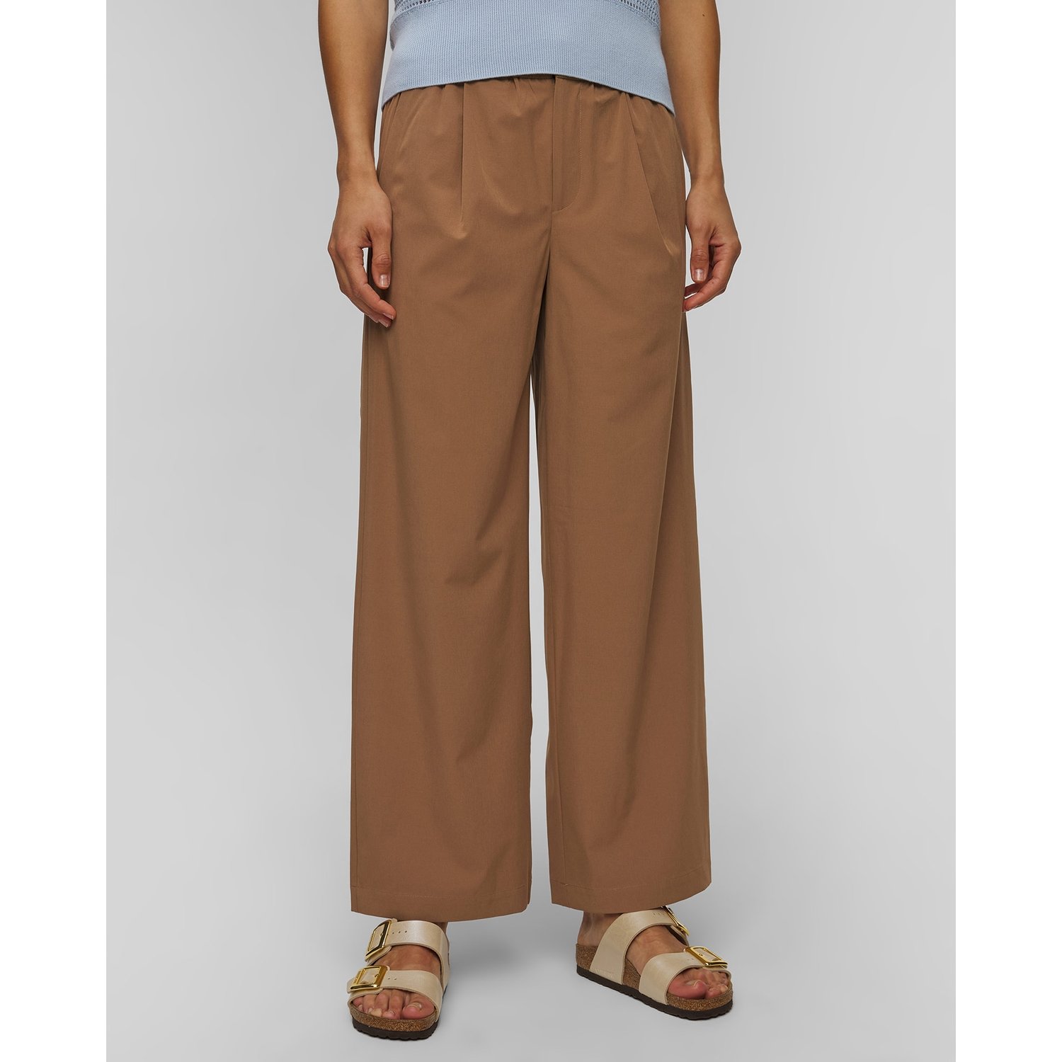 Brązowe Spodnie Damskie Varley Kayson Wide Leg 29.5