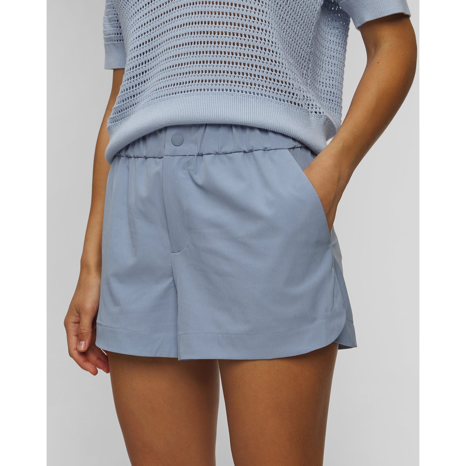 Błękitne Szorty Damskie Varley Nila Mid Rise Short