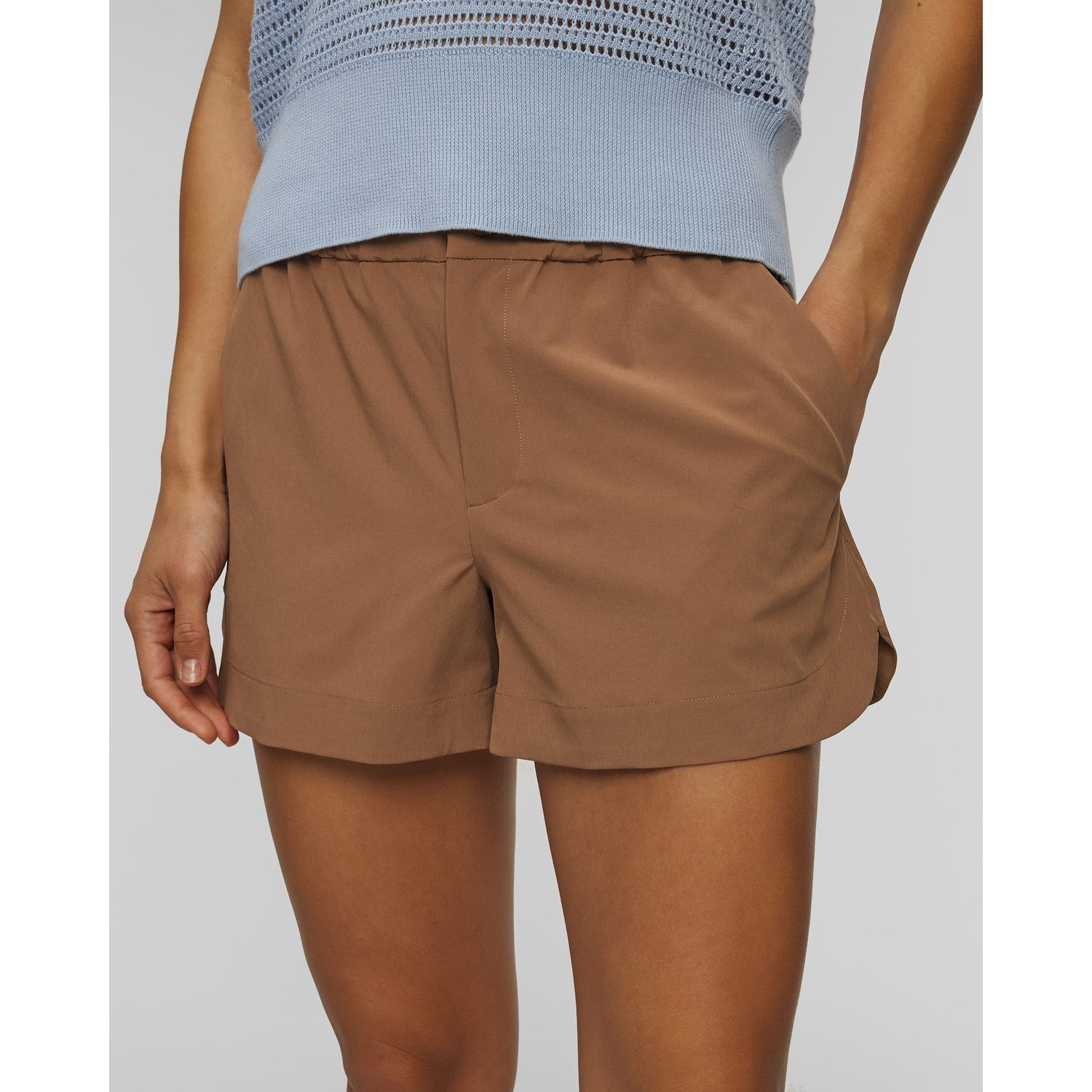 Brązowe Szorty Damskie Varley Nila Mid Rise Short