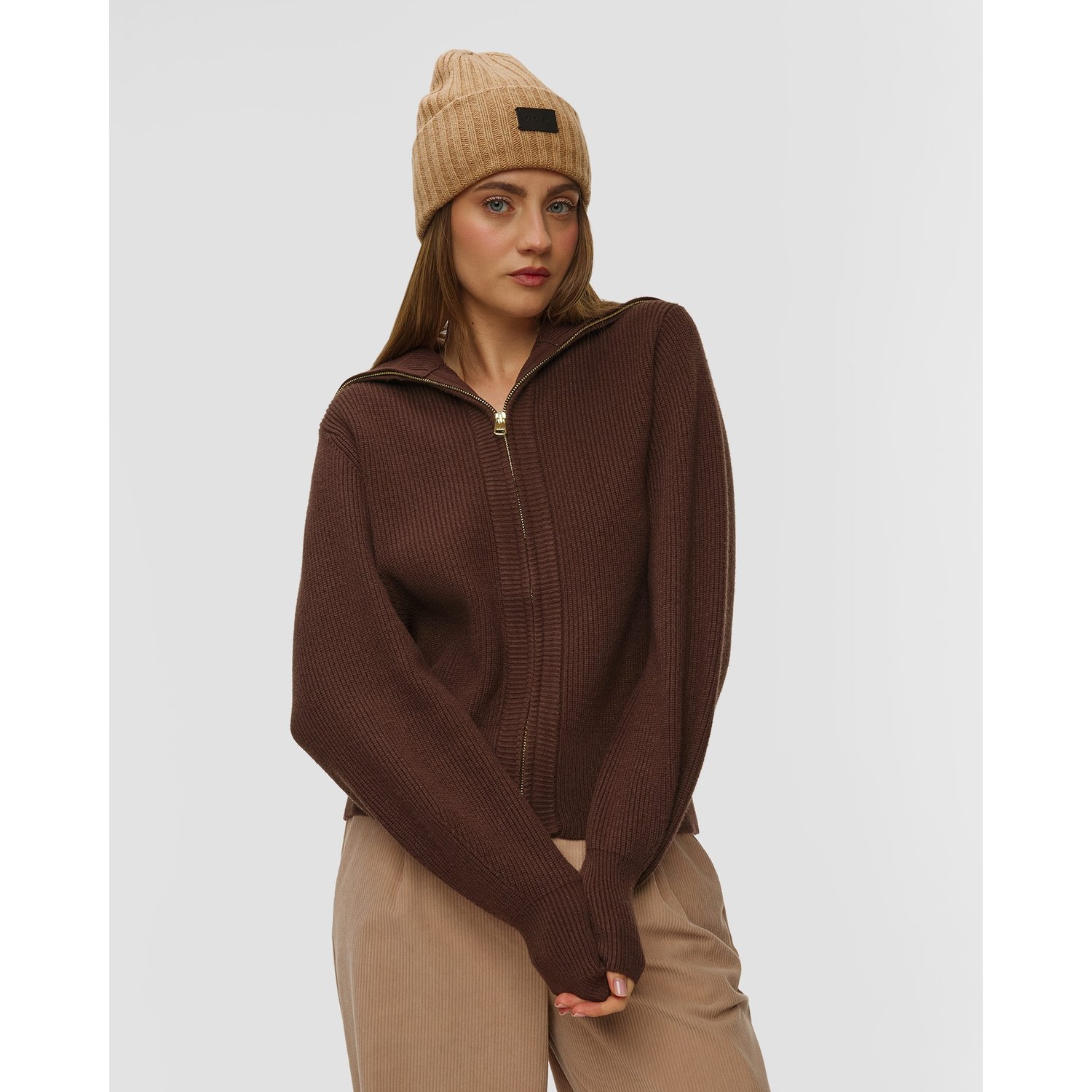 Brązowa Kurtka Dzianinowa Damska Varley Enrico Knit Jacket