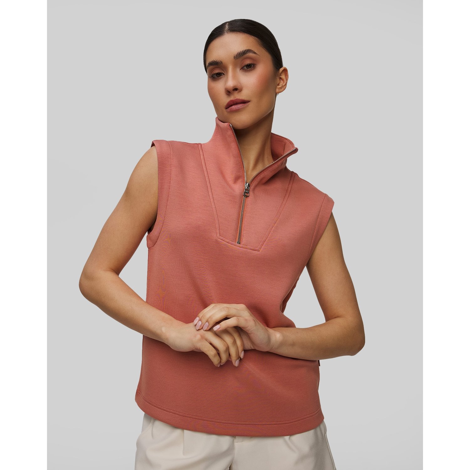 Różowa Bluza Bez Rękawów Damska Varley Magnolia Half Zip Tank 2.0