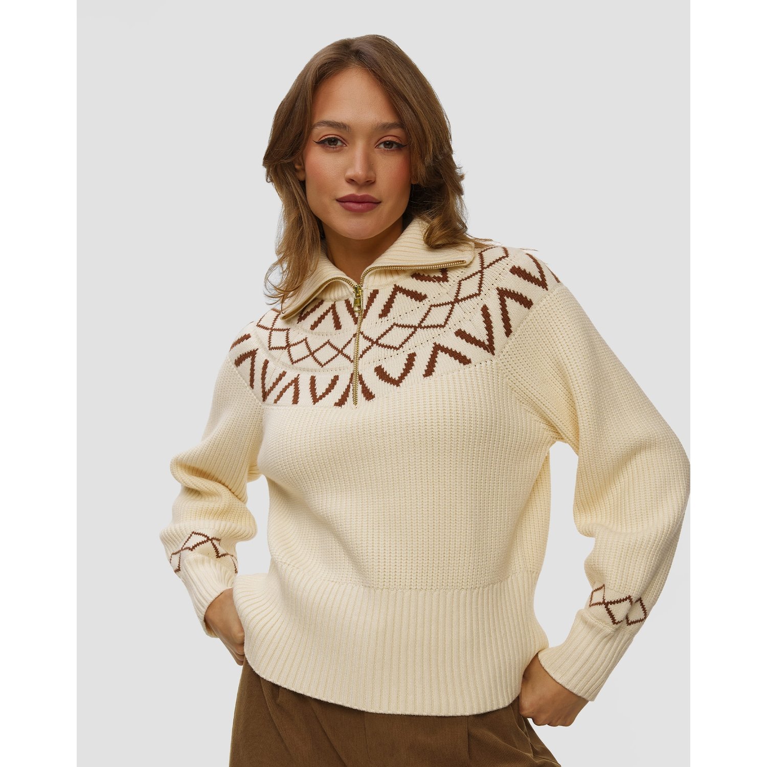 Sweter Damski Varley Sigrid Fairisle Half Zip Knit
