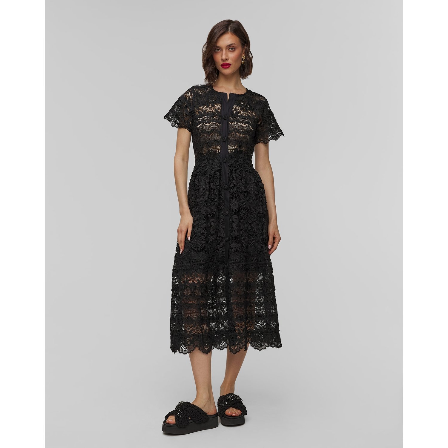 Czarna Sukienka Damska Waimari Hibiscus Midi