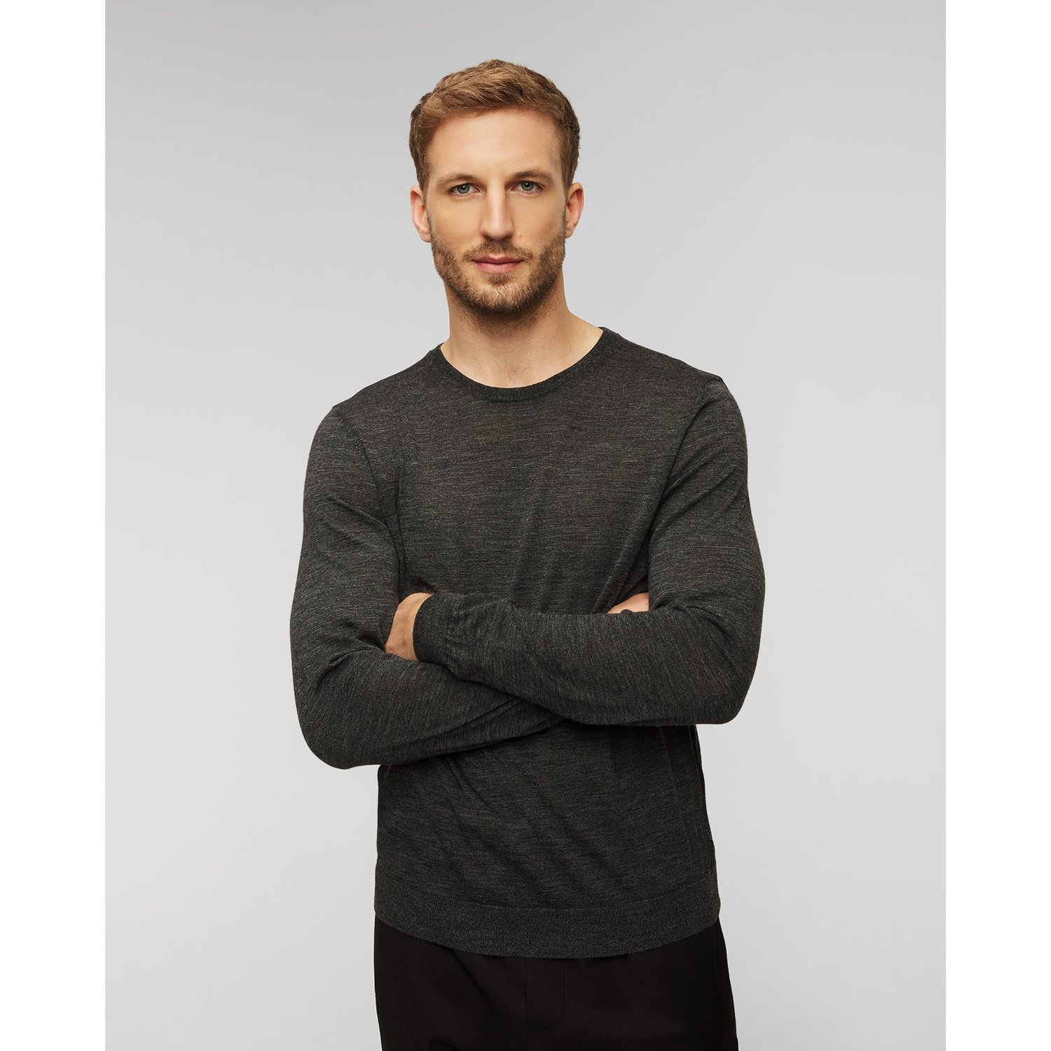 Szary Wełniany Sweter Męski Hugo Boss Leno-p