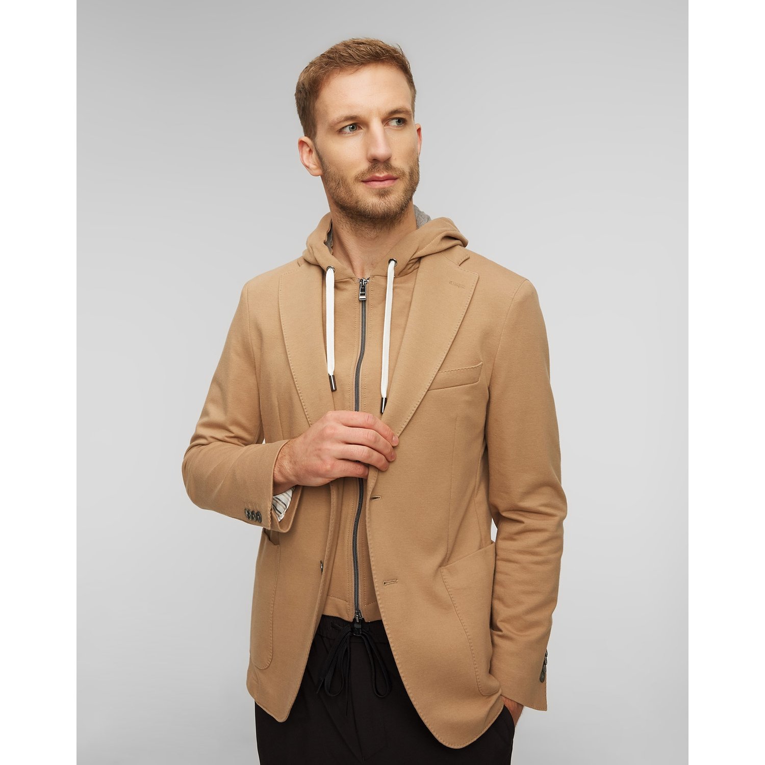 Beżowa Marynarka Z Kapturem Męska Hugo Boss C-hanry J-hoodie