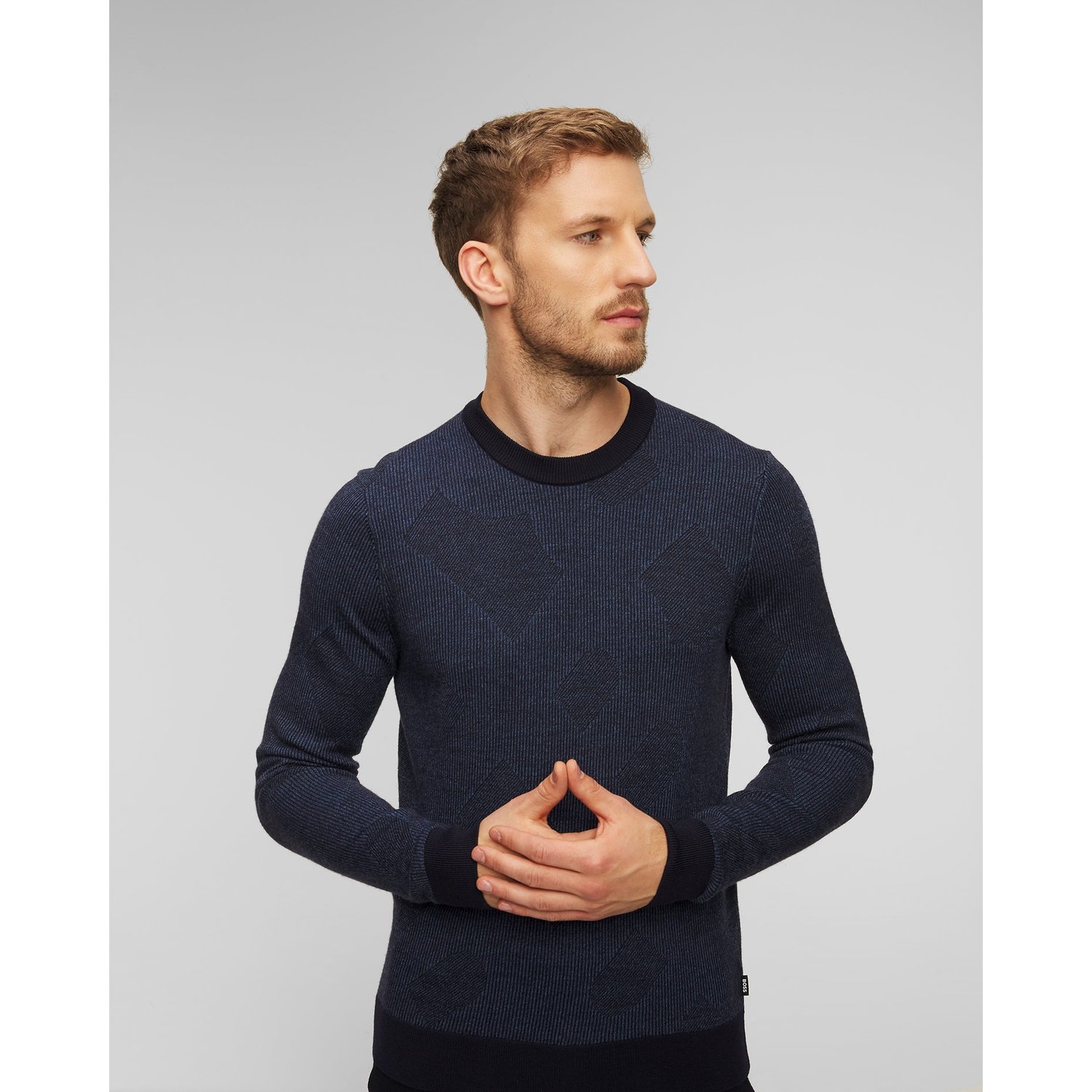 Granatowy Sweter Wełniany Męski Hugo Boss Motivo