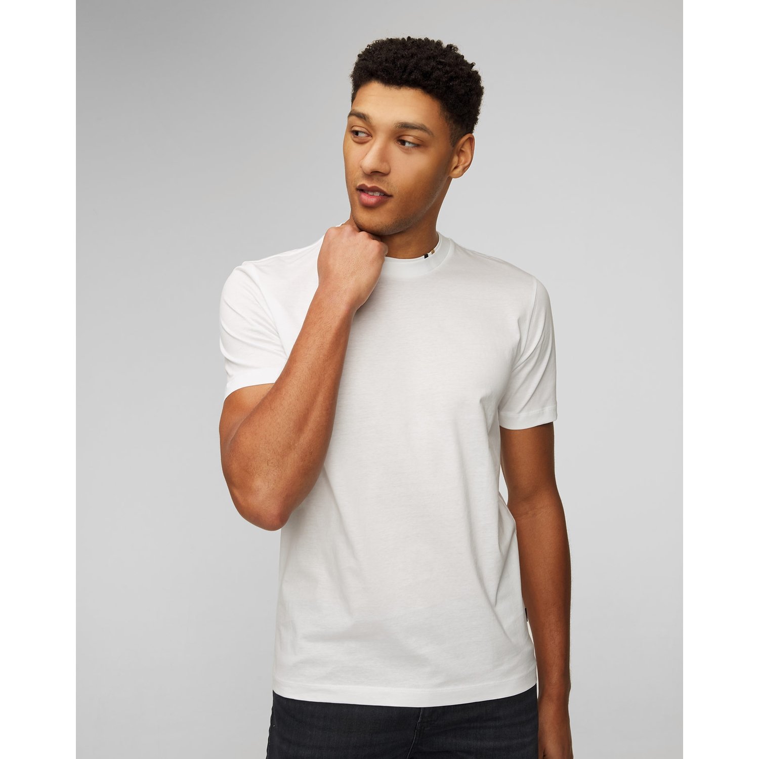Biały T-shirt Męski Hugo Boss Tiburt