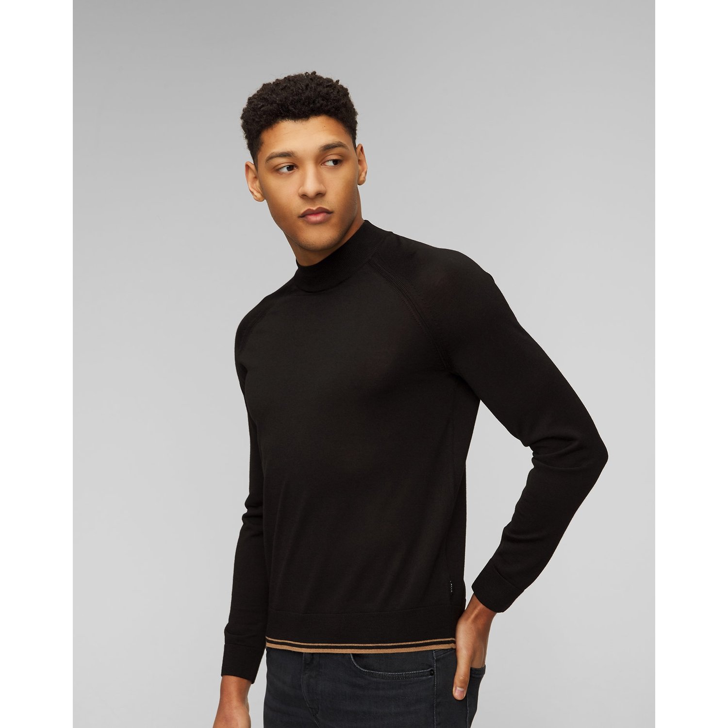 Czarny Sweter Wełniany Męski Hugo Boss Perfino