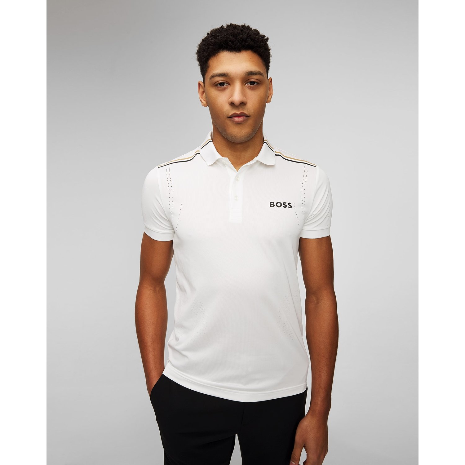 Biała Koszulka Polo Męska Boss X Matteo Berrettini Patteo